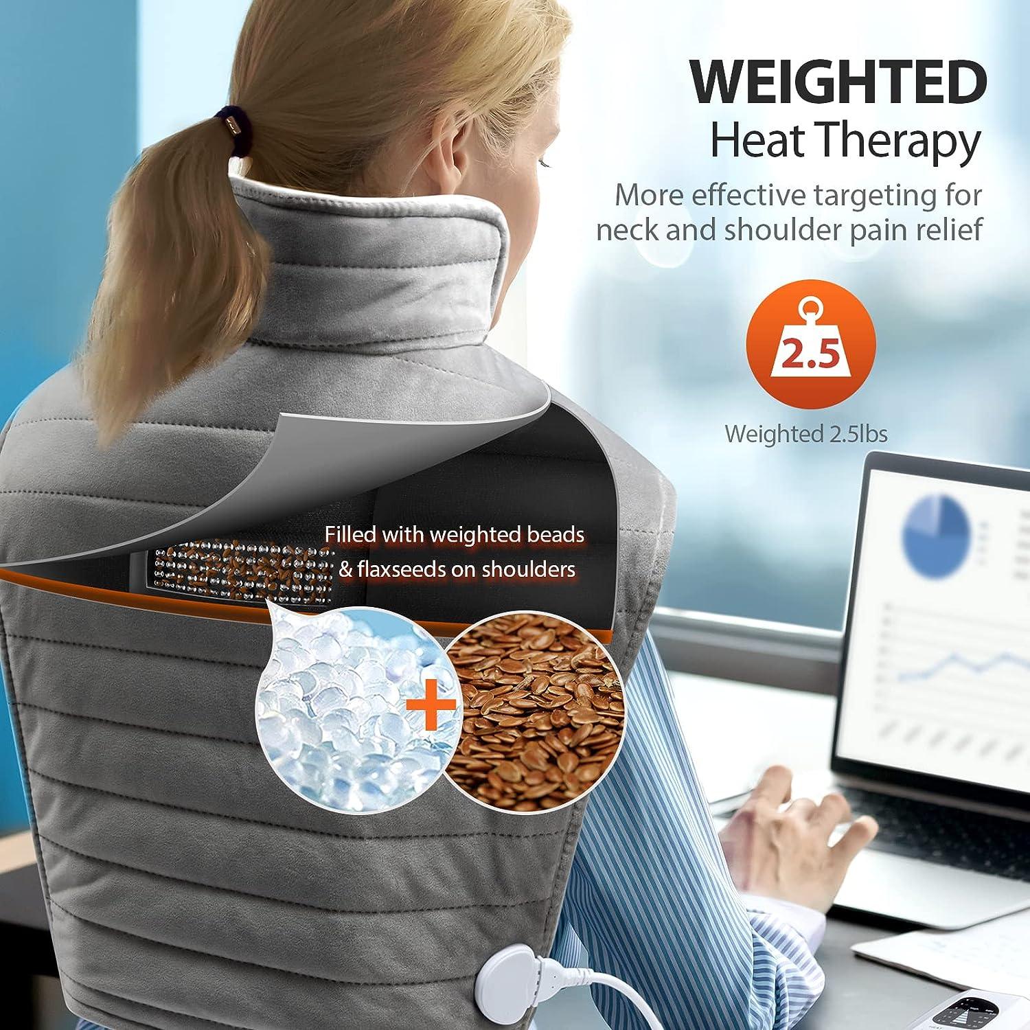 Heating Pad for Neck and Shoulders Weighted Wearable Wrap Around