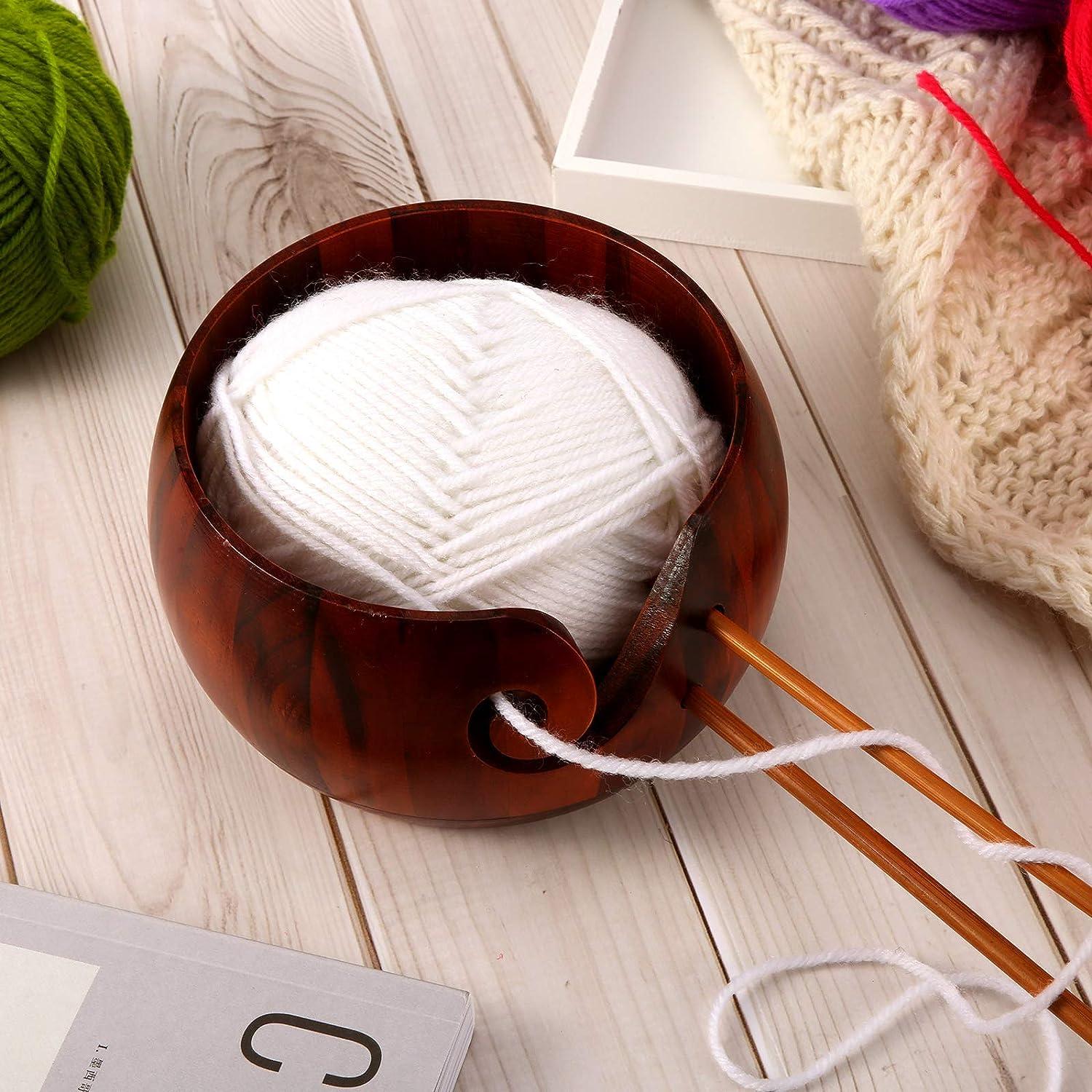 Wooden Yarn Bowl for Crocheting, Yarn Storage Bowl for Knitting, Yarn  Bowl
