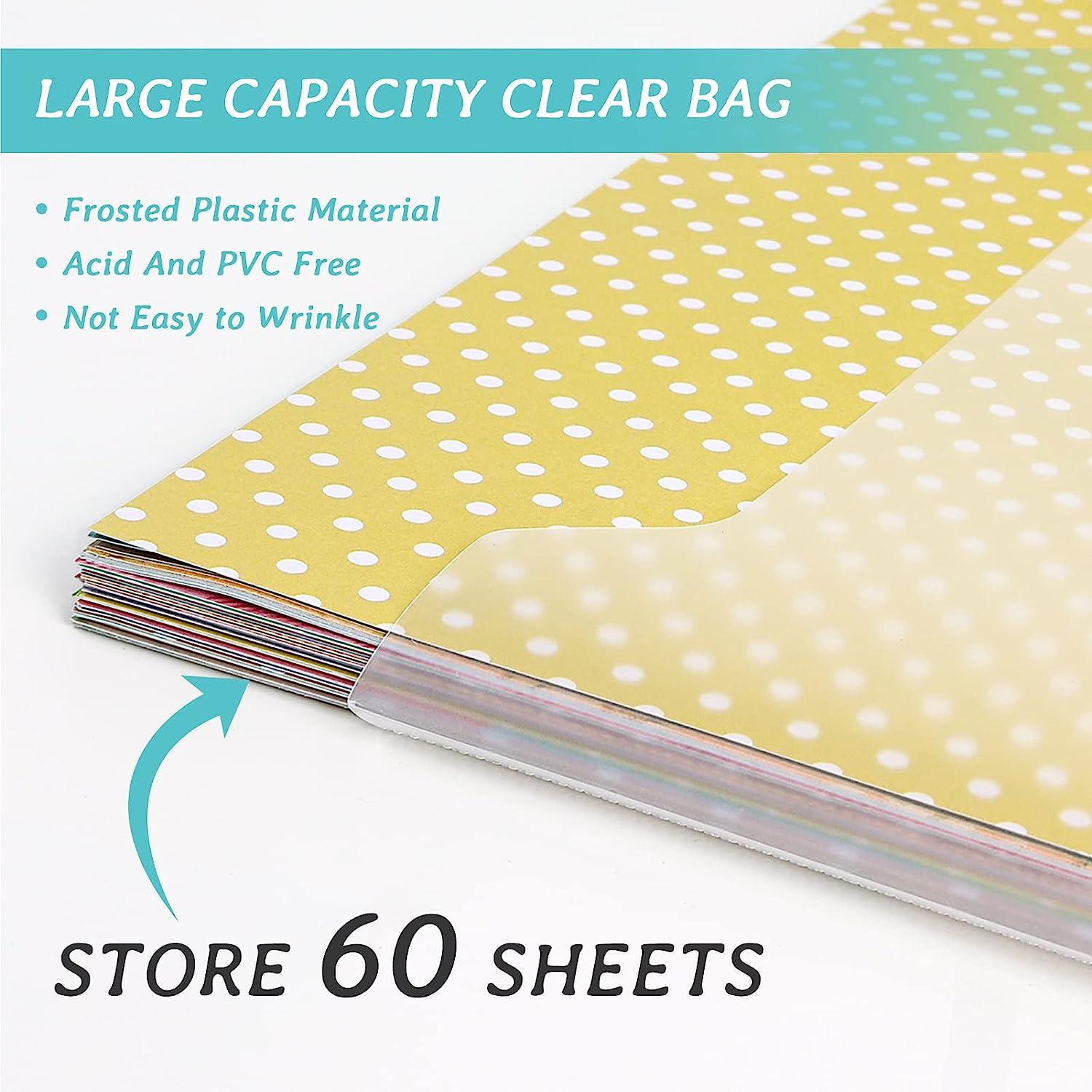 Caydo 20 Pieces Scrapbook Paper Storage Clear 12 x 12 Paper Storage  Organizer with Tabs and Gusset Bottom for Holding Scrapbook Paper, Vinyl  Paper