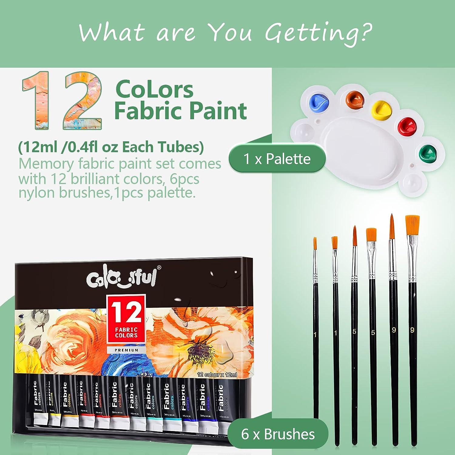 COLORFUL Stain Glass Paint Set with 6 Brushes 1 Palette 2 Canvases