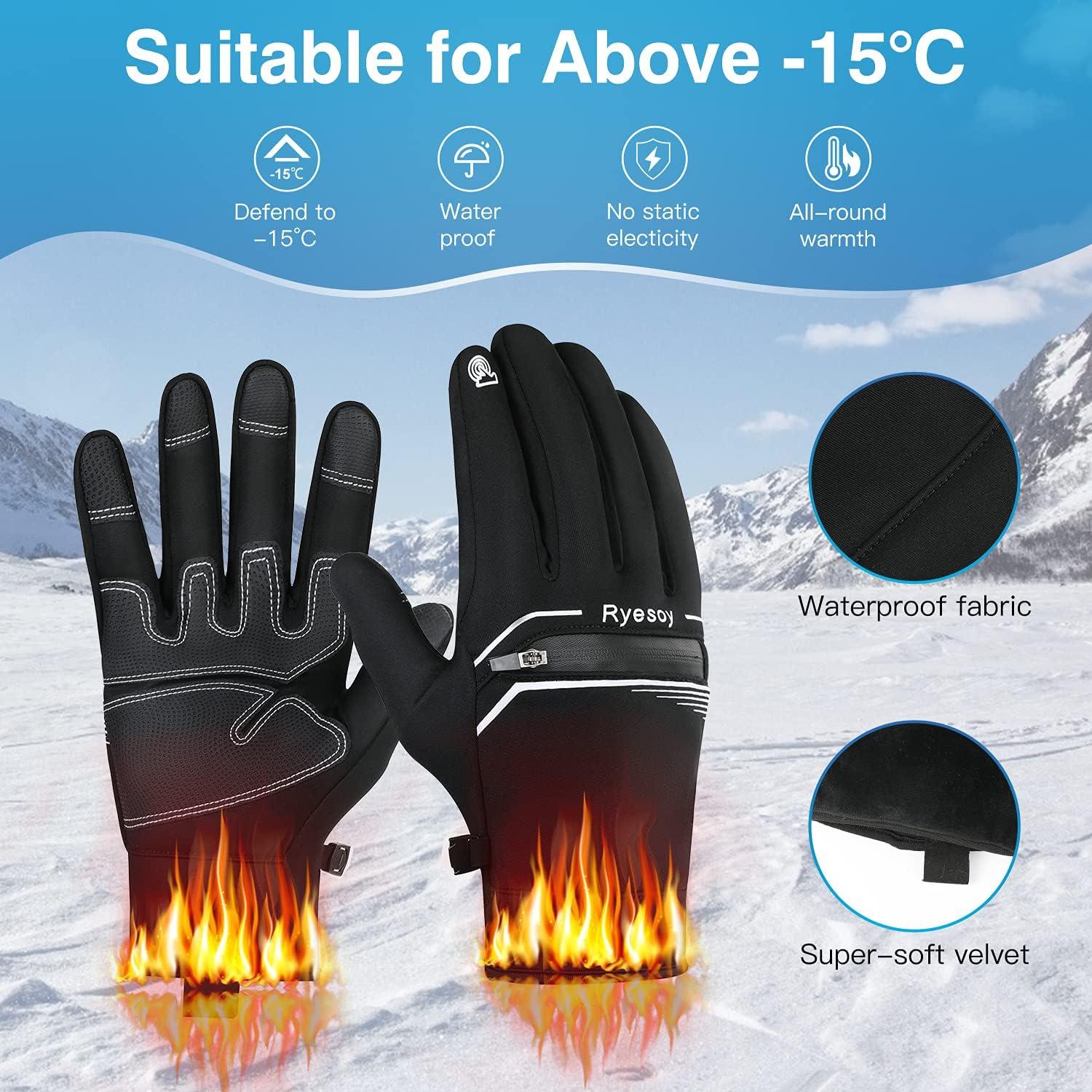 Simpleyourstyle Ride Skiing Hiking Gloves Men Women Ride Camping Luvas  Unisex Outdoor Winter Windproof Fleece Touch Screen Gloves Size:s ML Xl