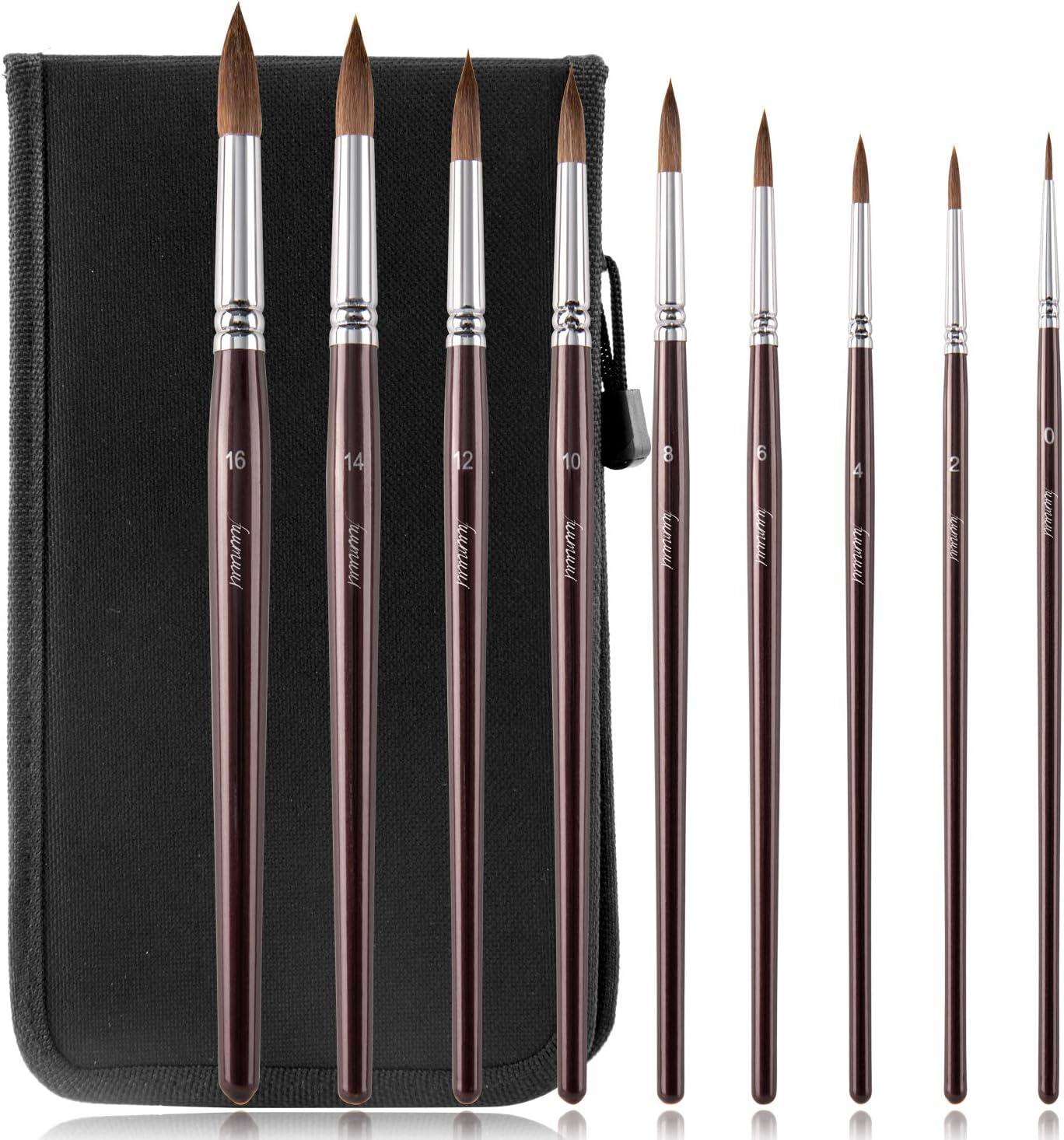 Sable Watercolor Brushes Fuumuui 9pcs Detail to Mop Kolinsky Sable Brushes  Round Pointed Professional Watercolor Brushes Perfect for Watercolor  Gouache Acrylic Ink Painting Brown