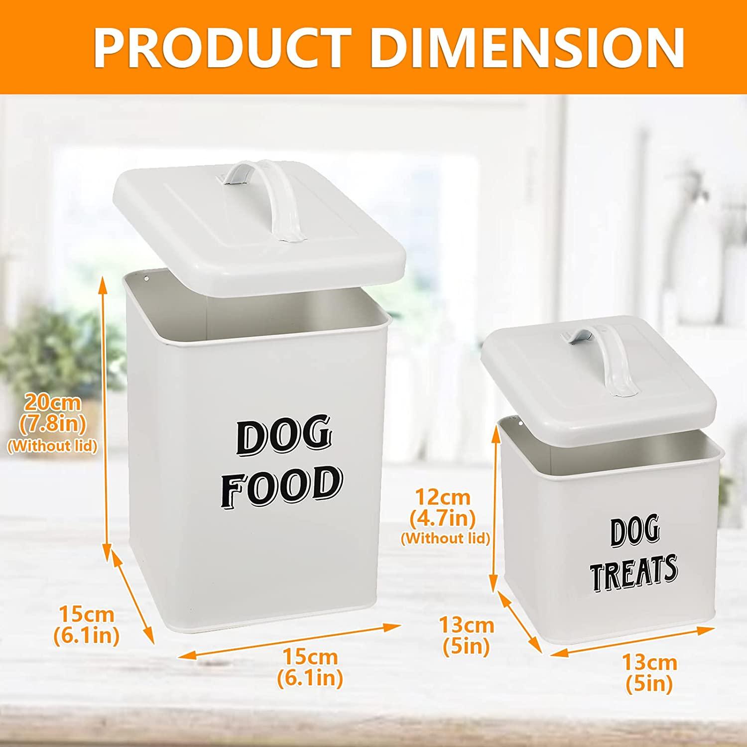 Morezi Dog Cat Food Storage Container Farmhouse Pet Food Treats Holder with  Lid and Scoop, Perfect Sturdy Canister Tins for Kitchen Countertop, Shelf,  Great Gift for Pet Owners Dog Food White