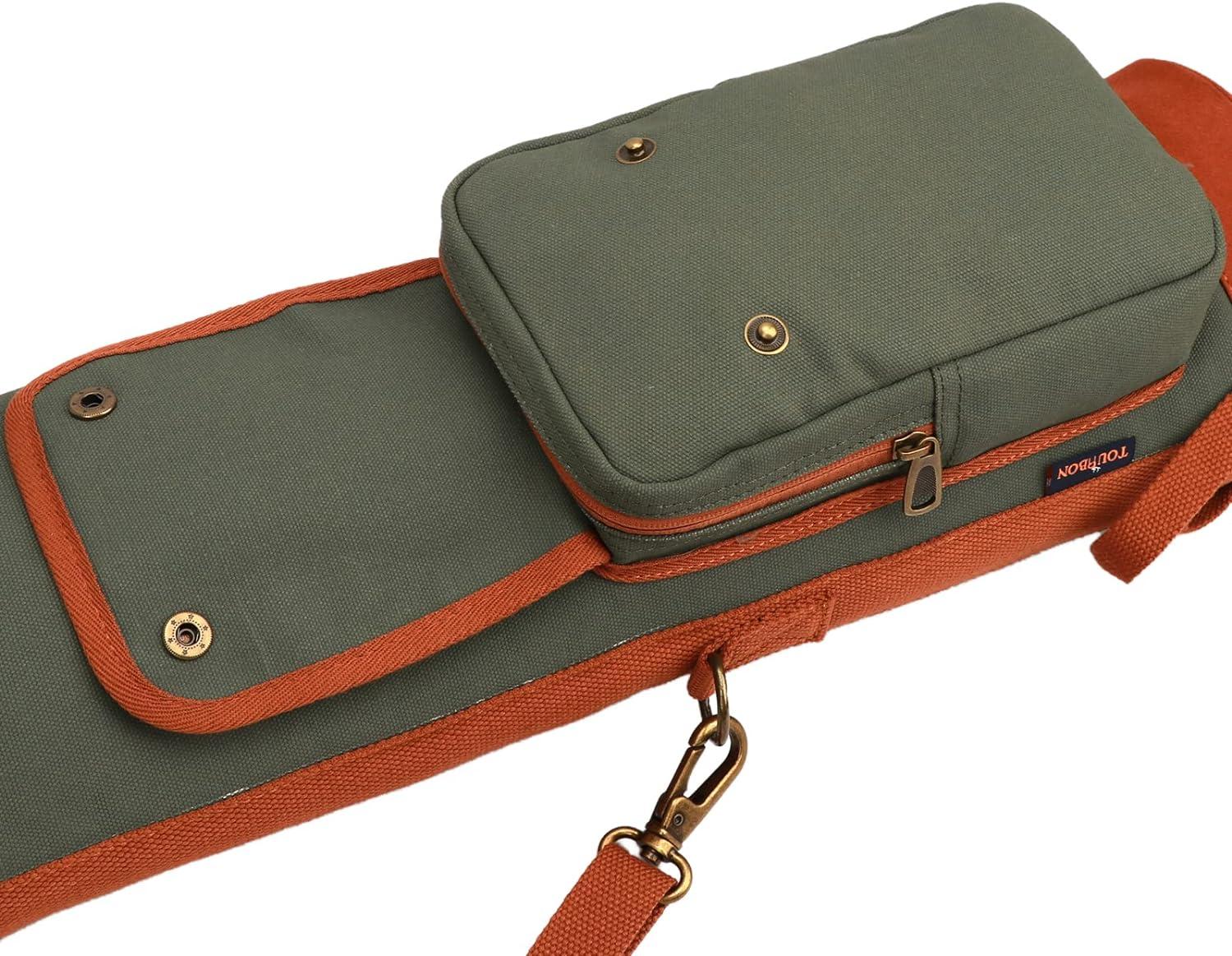 TOURBON Retro Canvas & Leather Golf Club Pencil Travel Bag