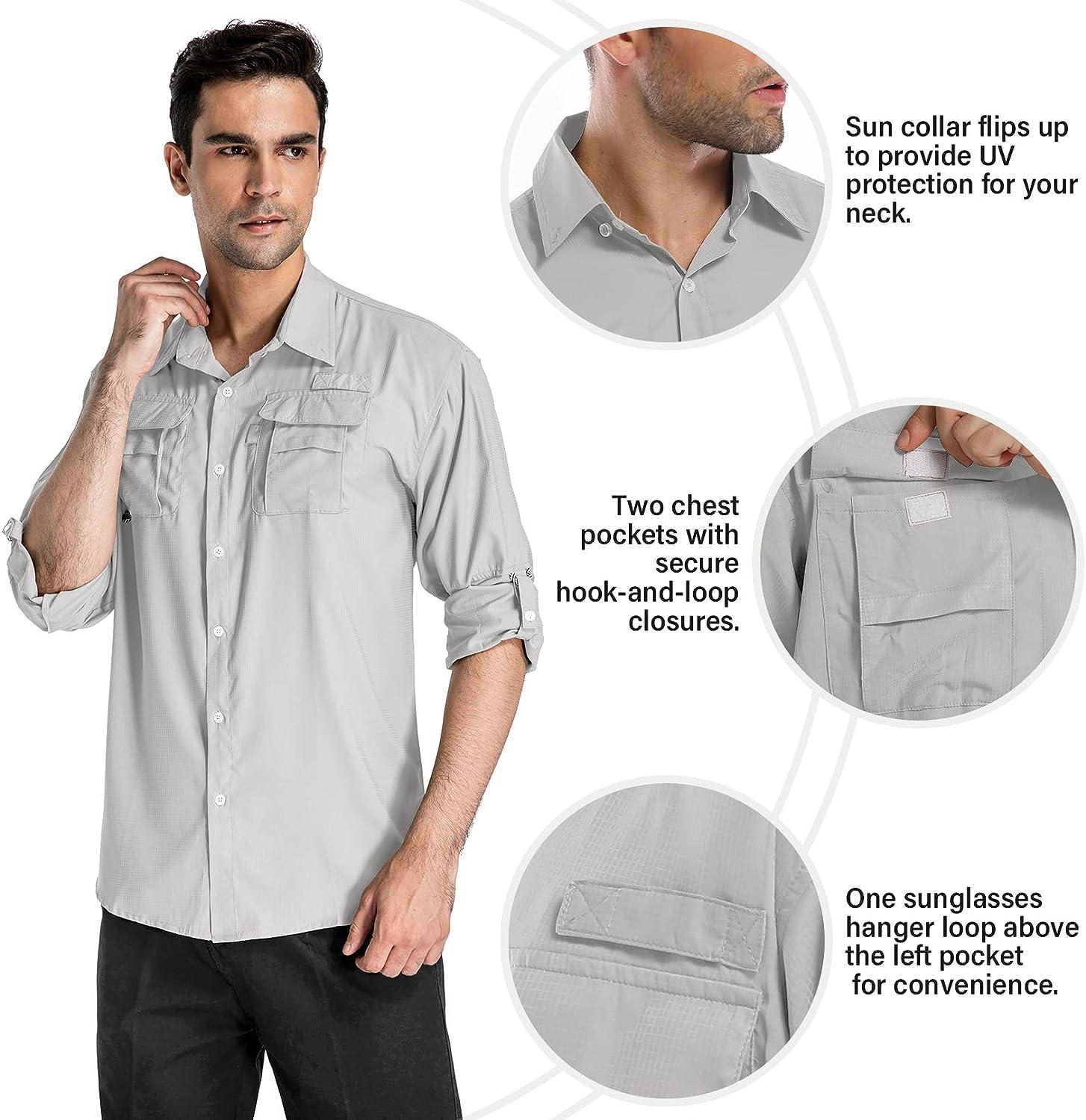  Anteef Men's Long Sleeve Safari Shirts UPF 50+ Lightweight  Quick Dry Cooling, Hiking Fishing UV Sun Protection Shirts（5065 Khaki S） :  Clothing, Shoes & Jewelry