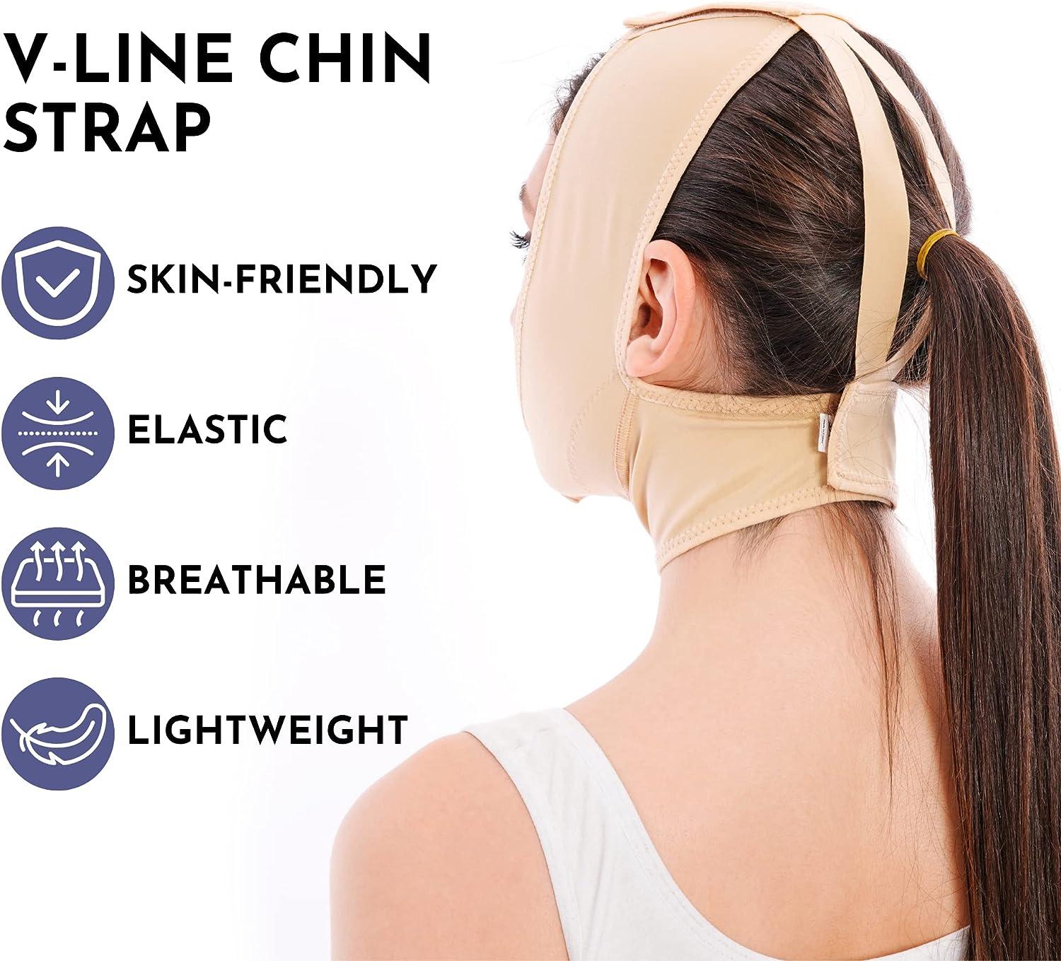 V Shaped Face Mask Double Chin Strap - Breathable Compression Chin