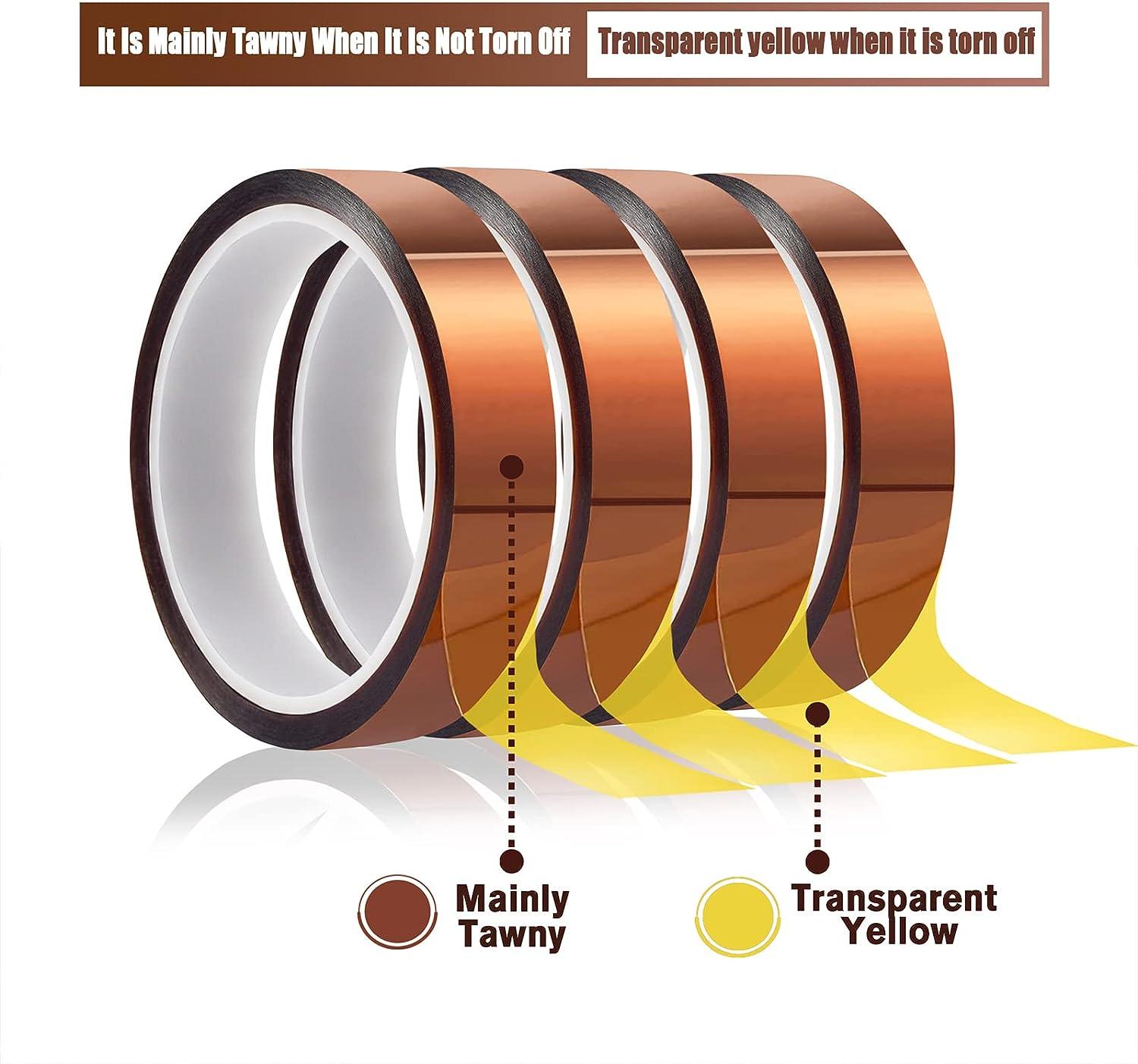 High Temperature Tape Heat Resistant Tape Heat Transfer Tape for Sublimation No Residue 10mm x 33M 108ft (Yellow-2 Roll)
