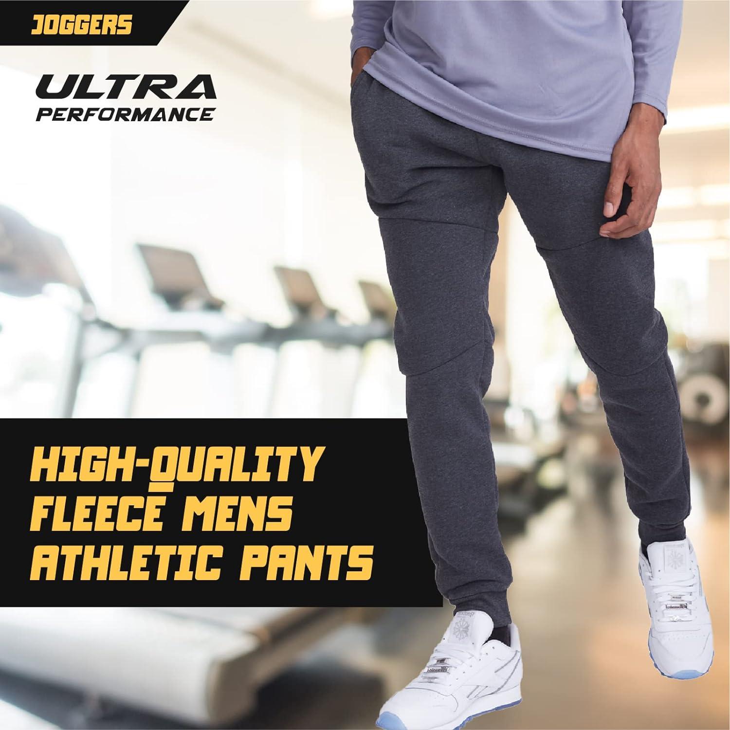 Ultra Performance 3 Pack Fleece Active Tech Joggers for Men, Mens  Sweatpants with Zipper Pockets