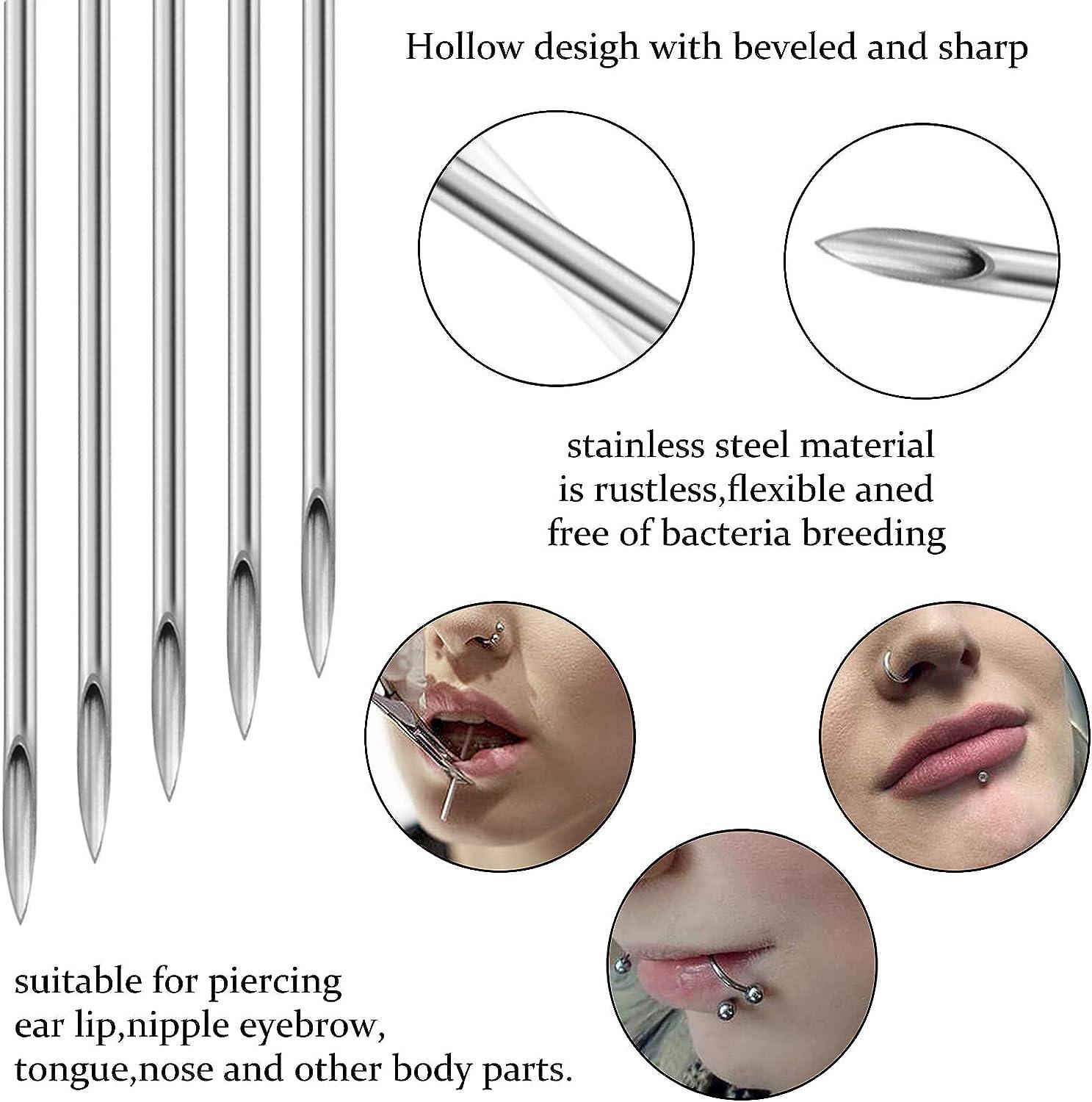 Qiwnswoy Body Piercing Needles 14G 16G 18G 20G Stainless Steel