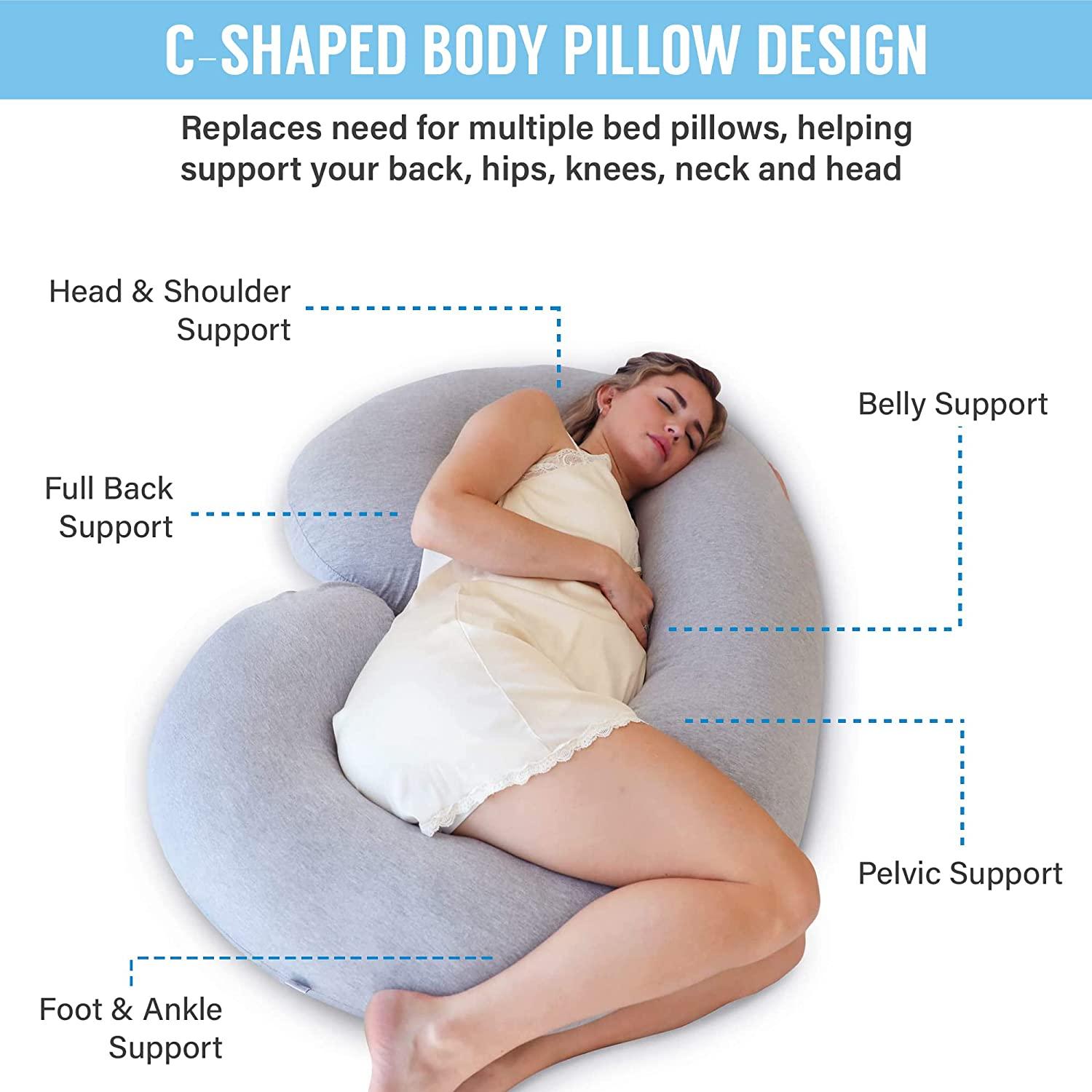 Pregnancy Pillows for Sleeping, Maternity, Pregnancy Body Pillow Support for Back, Legs, Belly, Hips of Pregnant Women, Detachable and Adjustable with