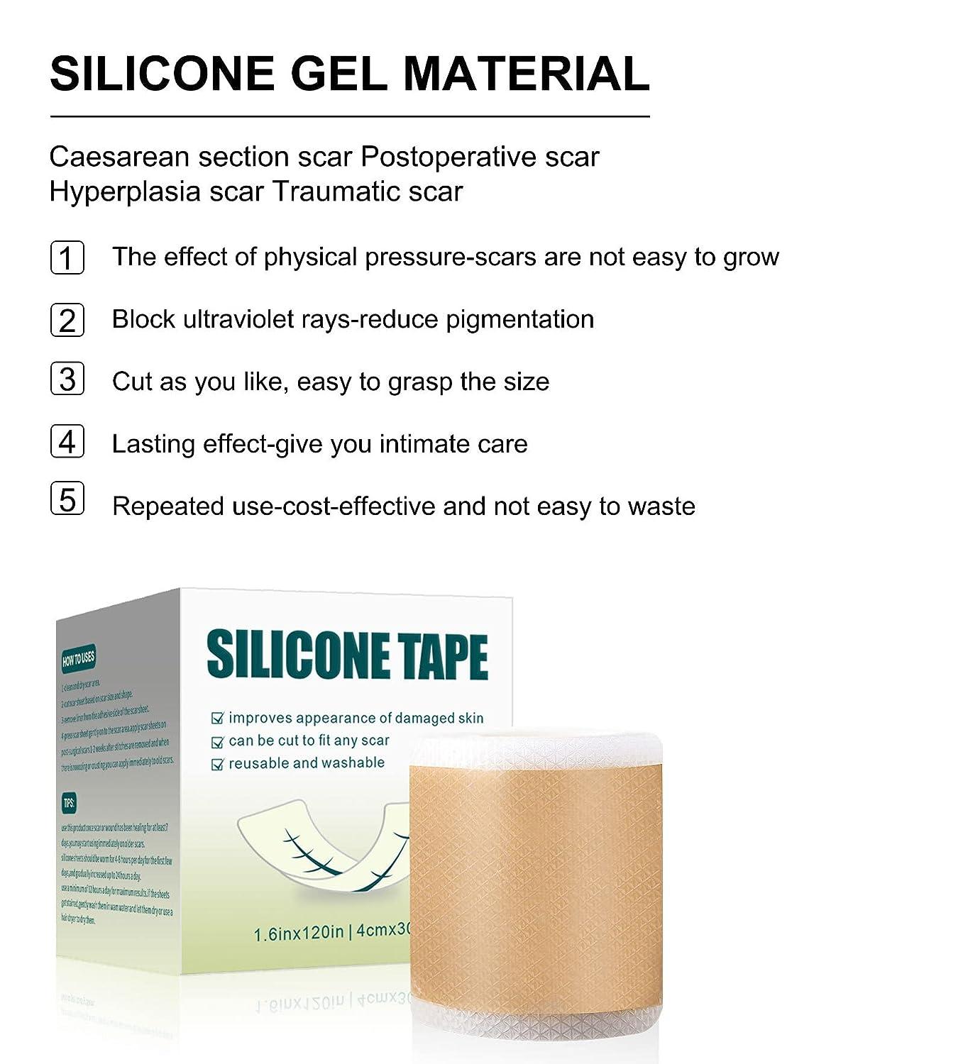 Silicone Scar Sheets (2 Rolls), Medical Grade Silicone Scar Tape, Scar  Removal Strips for Acne, Burn Scars C-Section & Keloid Surgery Scars Sheets