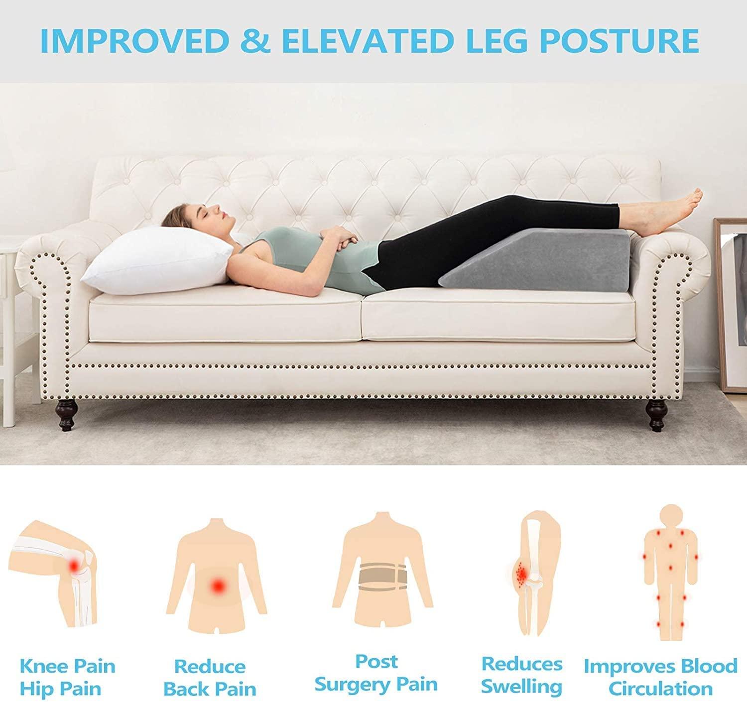 Leg Elevation Pillow with Memory Foam Top - Elevated Leg Rest Pillow