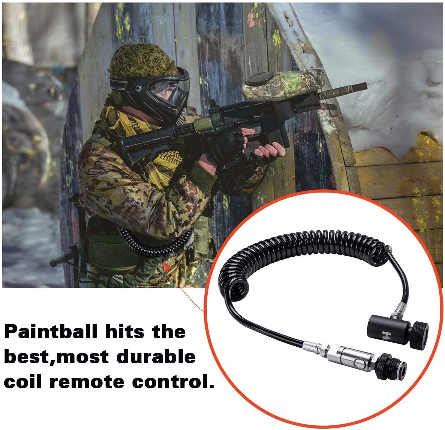 HK Heavy Duty Paintball Remote Coil High Pressure Air Hose CO2 Compressed  Air with Pro Push-Button Quick Disconnect