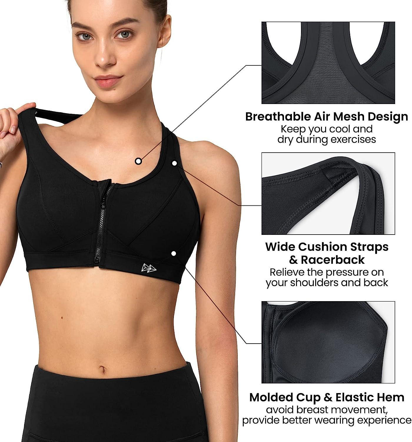 Front Zipper Full Cup Lift Bra,Women's Zip Front Sports Bra, Comfortable  and Breathable Large Bust Bra，for Seniors Women