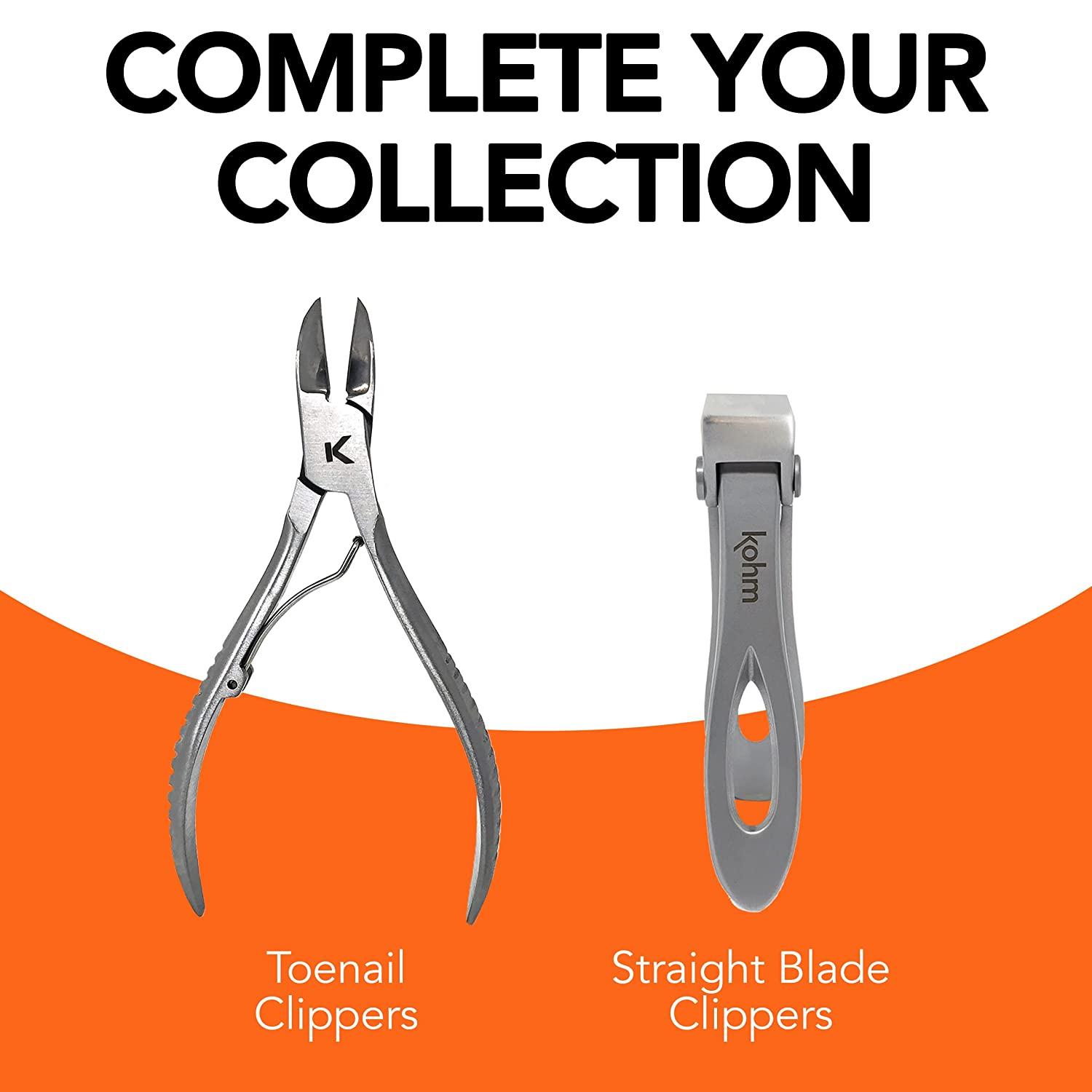 KOHM Nail Clippers Set for Thick Nails - Heavy Duty, Wide Mouth  Professional Fingernail and Toenail Clippers for Men, Women & Seniors,  Silver