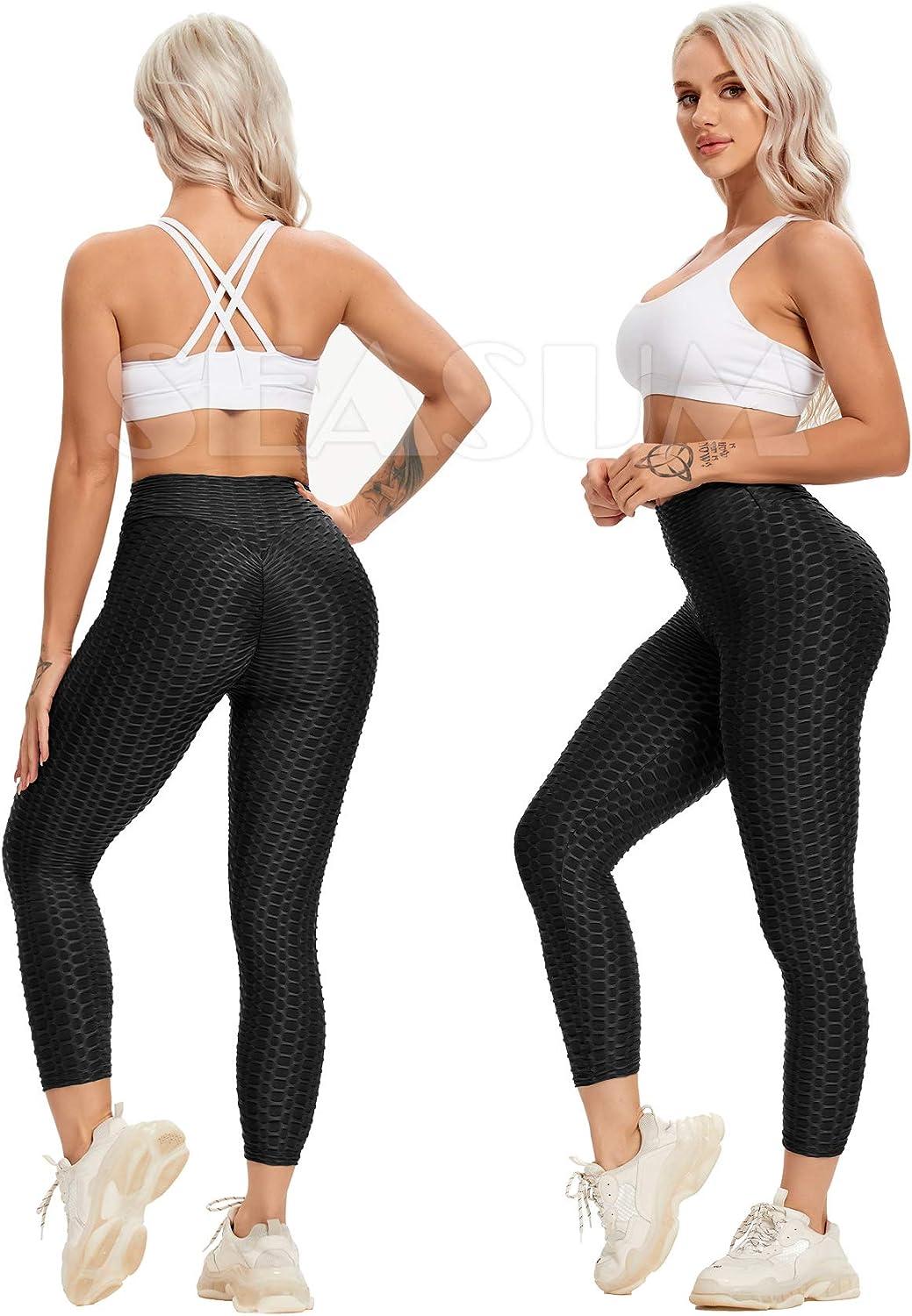 Womens Textured Scrunch Booty Booty Lifting Leggings For Fitness