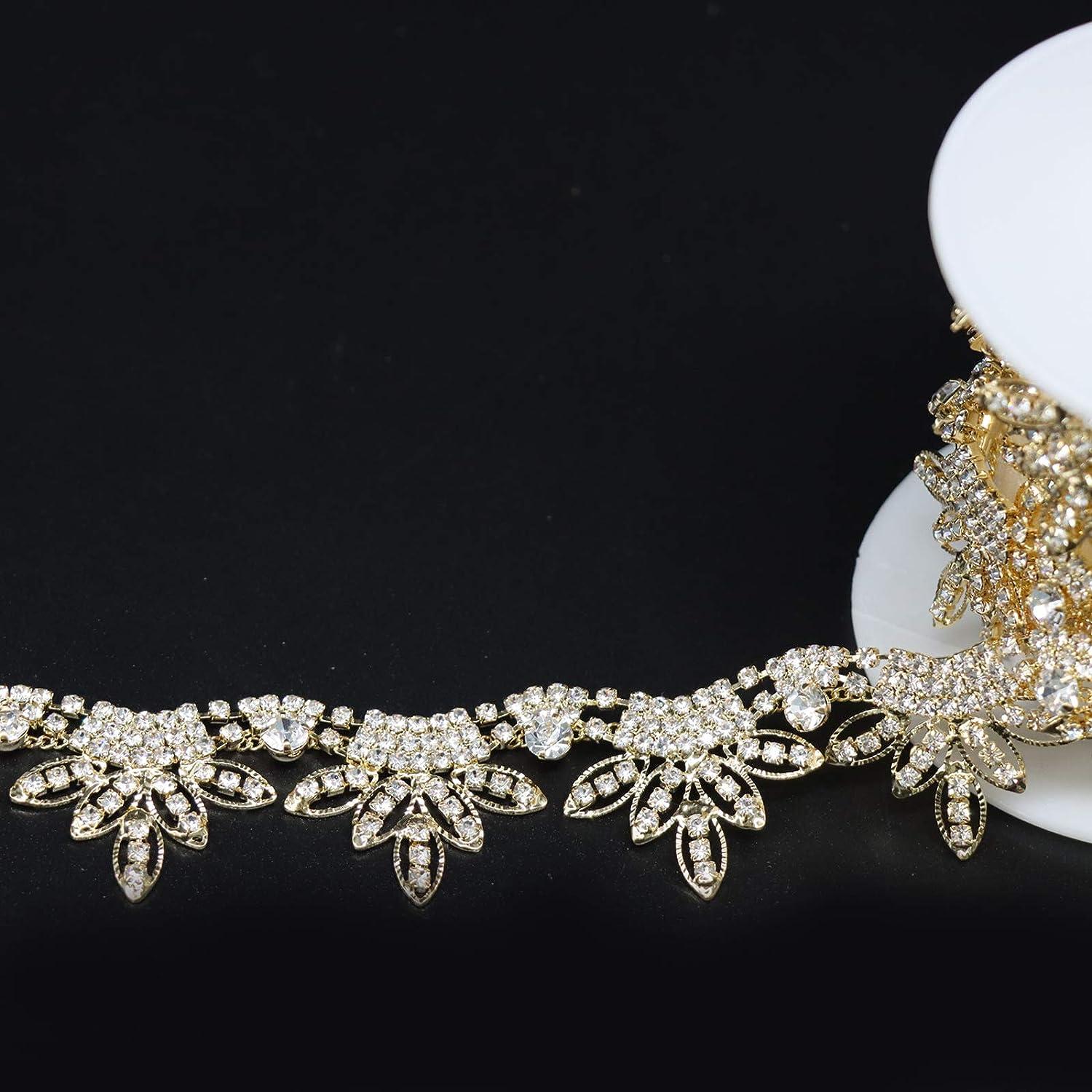 Perial Co Gold Rhinestone Fringe Trim Sold by the Yard 18 inches Wide