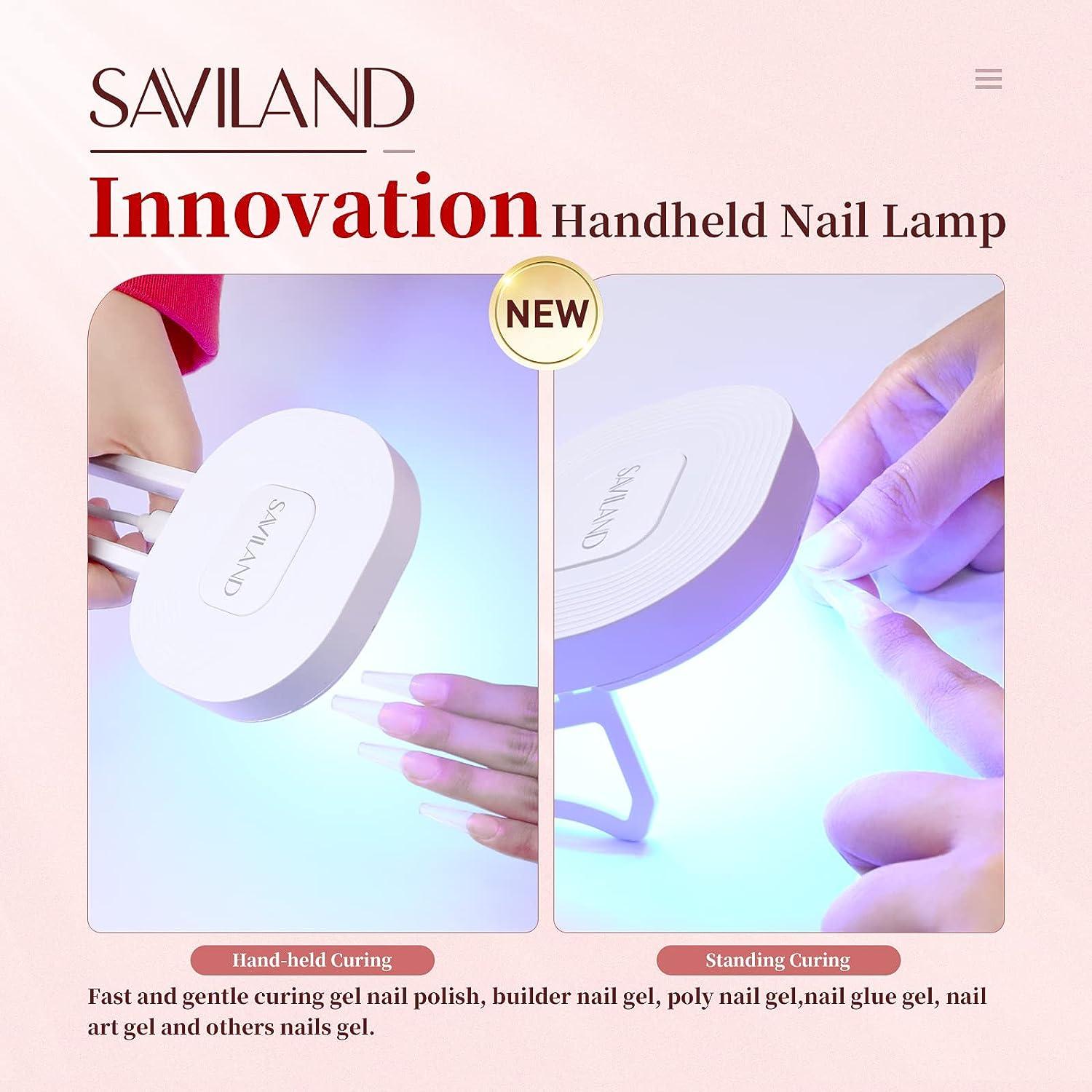Saviland Mini Nail Lamp - 16W U V/LED Nail Dryer for Gel Nail Polish, Poly Builder Nail Gel, Nail Glue Gel, Nail Art Tools