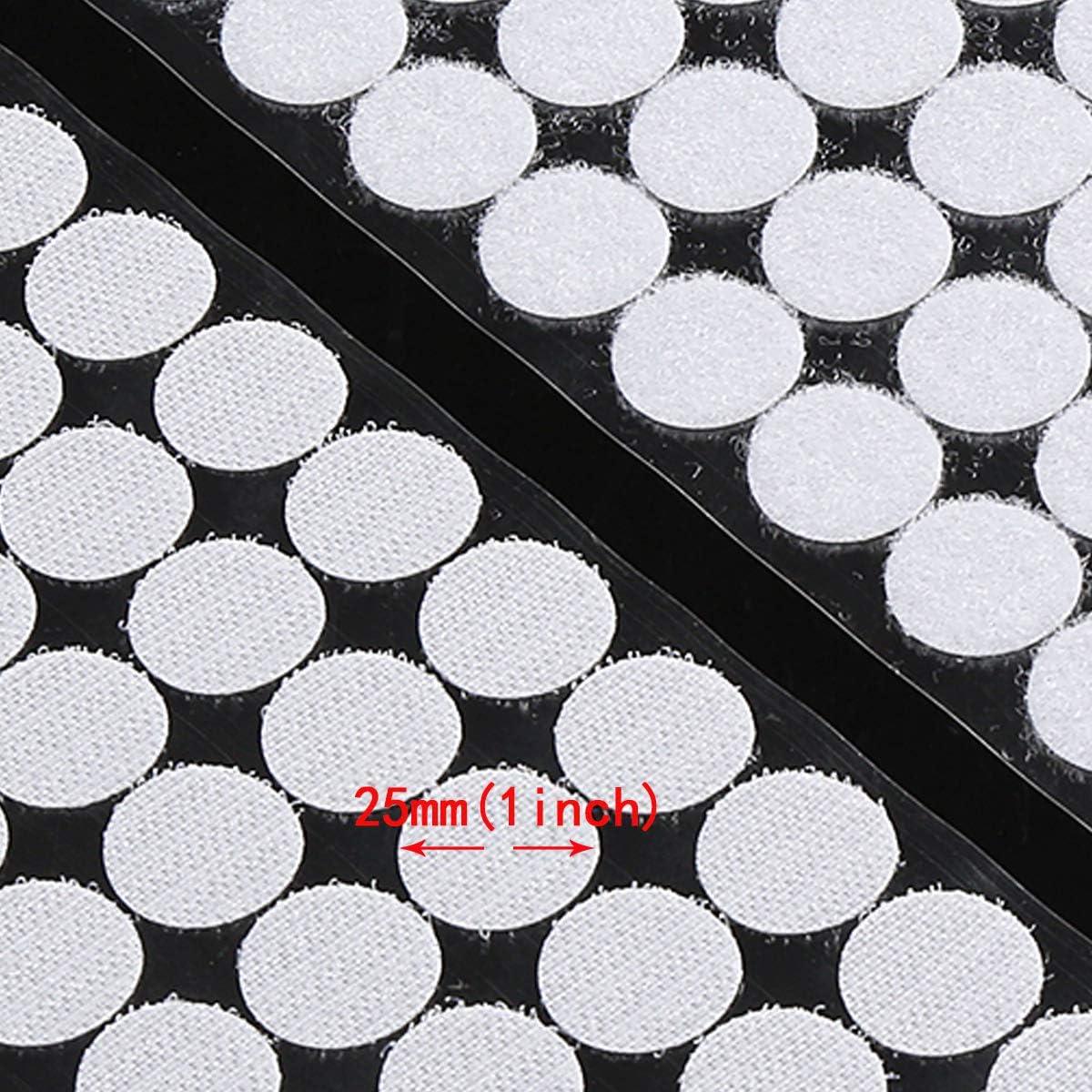 Myuren Sticky Back Coins White Self Adhesive Dots 500Pcs(250 Pairs) 1  Diameter Hook Loop Dots Taps Perfect For School, Office