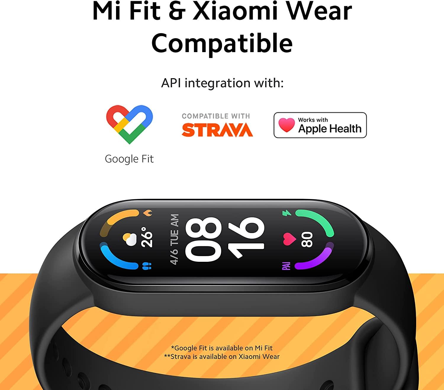  Xiaomi Mi Smart Band 6 40% Larger 1.56'' AMOLED Touch Screen,  Sleep Breathing Tracking, 5ATM Water Resistant, 14 Days Battery Life, 30  Sports Mode, Fitness, Steps, Sleep, Heart Rate Monitor 