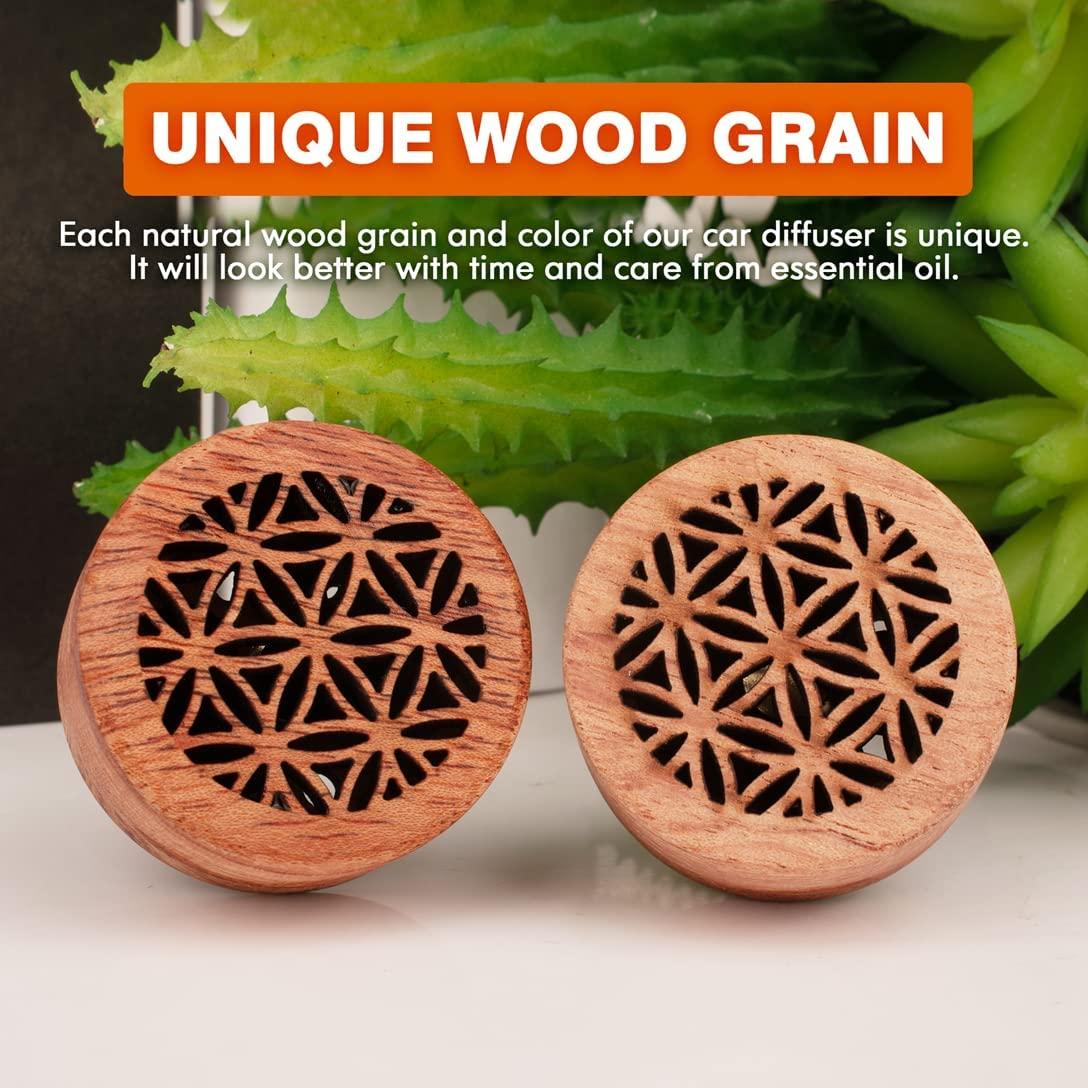 Essential Oil Car Diffuser, 2 PCS Car Aromatherapy Wood Diffuser with Vent  Clip A-type