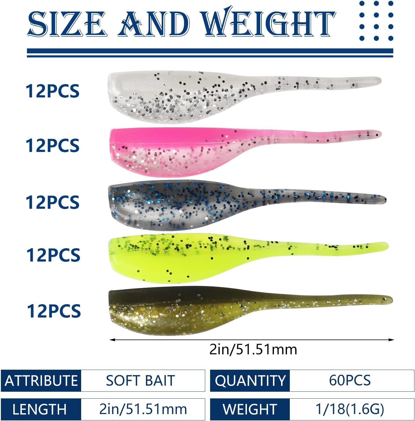 Dovesun Crappie Lures Kit, Soft Plastic Fishing Lures Crappie Walleye Trout  Bass Fishing Baits Fishing Grubs -Worms- Minnow-Paddle Tail Swimbaits 60, 75