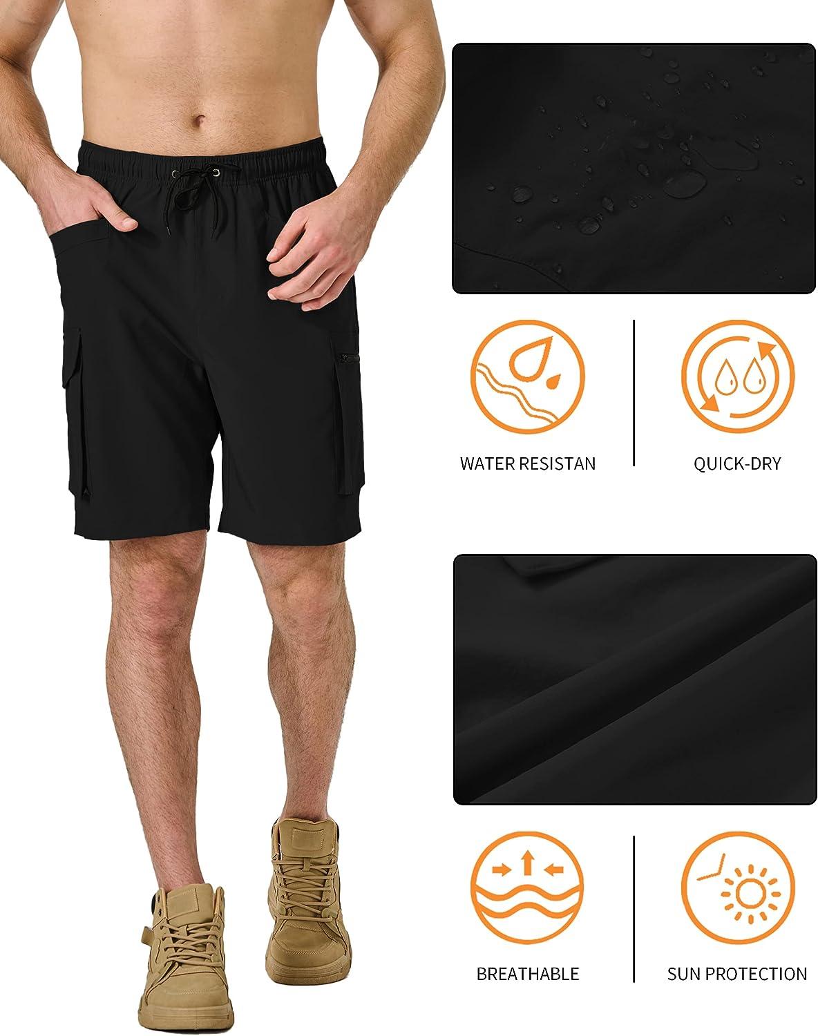 Men's Hiking Cargo Shorts Quick Dry Outdoor Lightweight Stretch Golf Shorts  with Multi Pockets for Work Camping Fishing Black 4X-Large