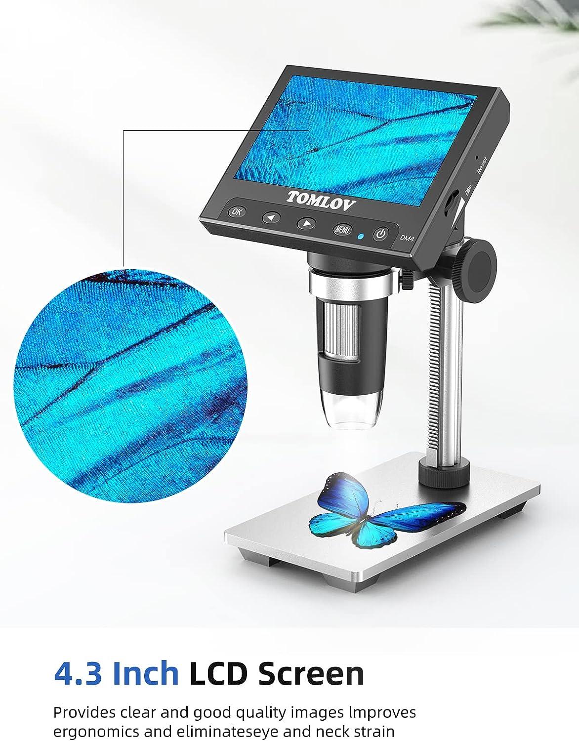 TOMLOV DM4 Coin Microscope 1000X with 4.3 Screen, 720P LCD