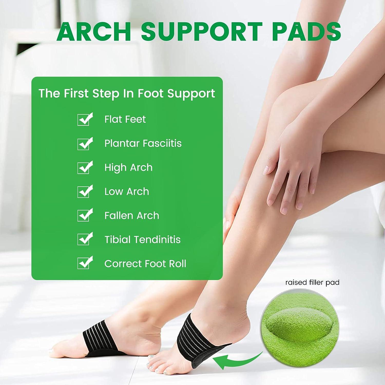 Extra Thick Cushioned Compression Arch Support with More Padded Comfort for  Plantar Fasciitis, Fallen Arches, Heel Spurs, Flat Feet and Achy Foot Pain