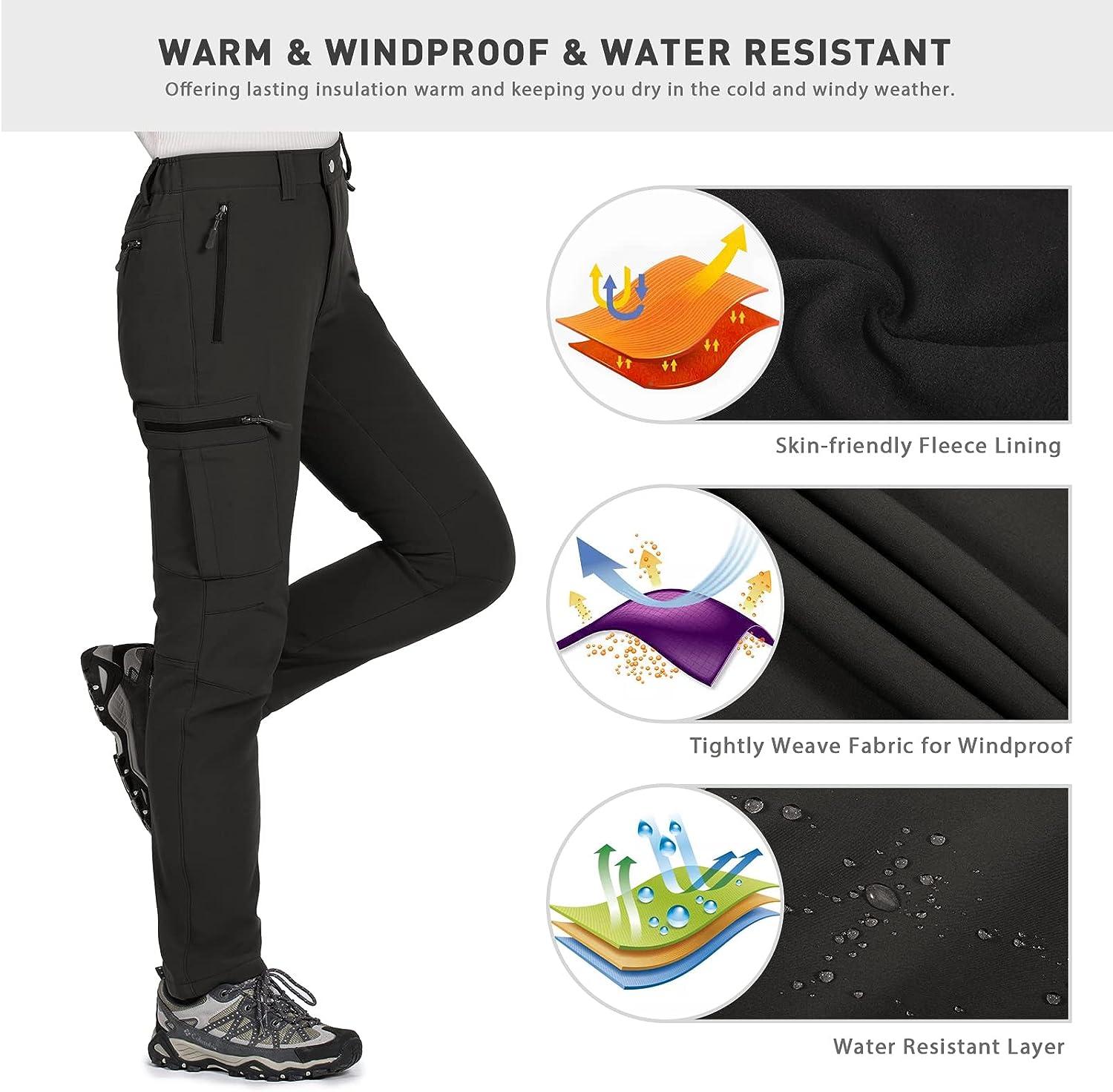  Womens Waterproof Hiking Pants Fleece-Lined Snow Pants  Windproof Warm Ski Pants For Snowboarding Blue
