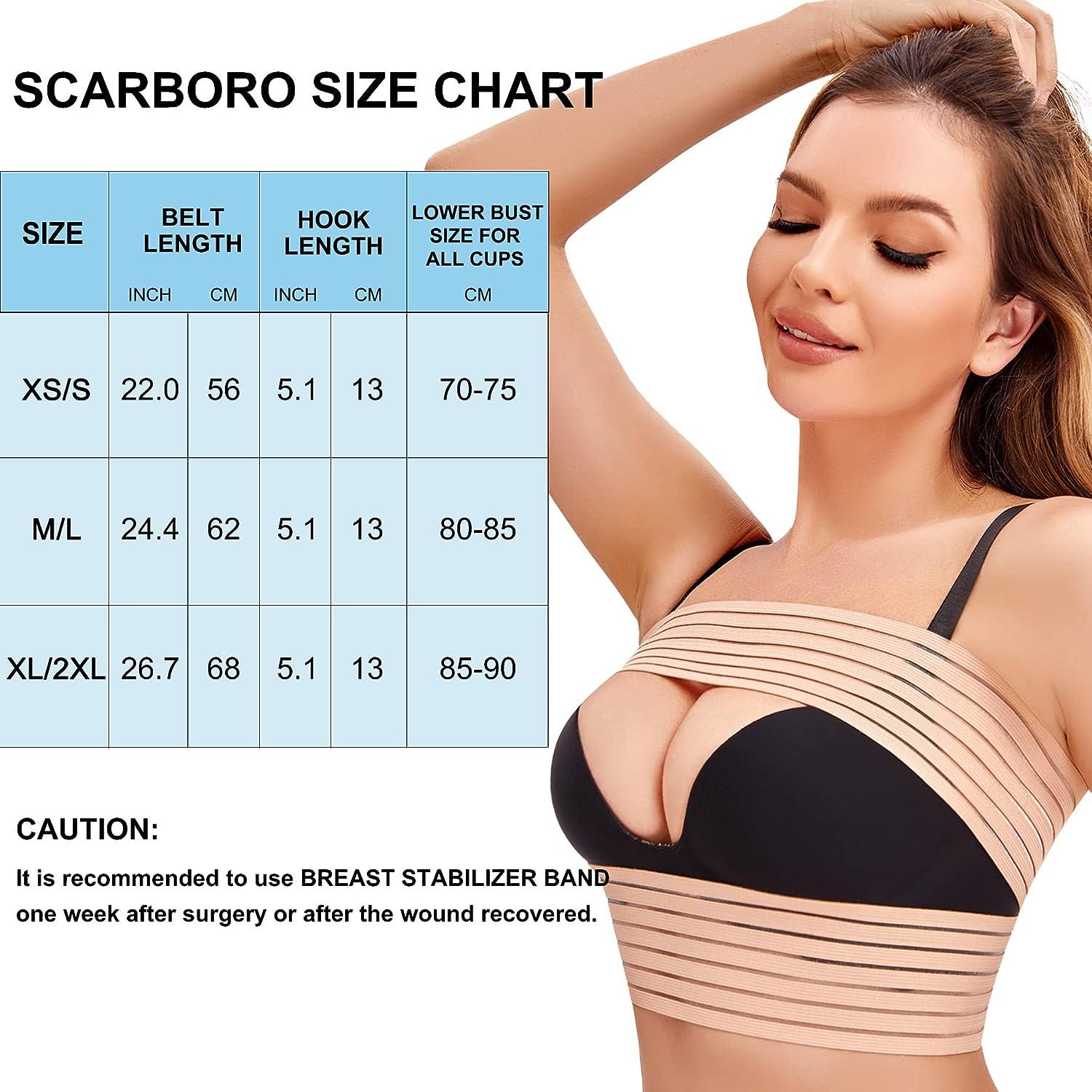 SCARBORO Breast Bands for Women Post Surgery Breast Implant Stabilizer Band Compression  Breast Augmentation and Reduction Strap Medical Chest Support Band for  Large Breast Exercise XS-Small Beige