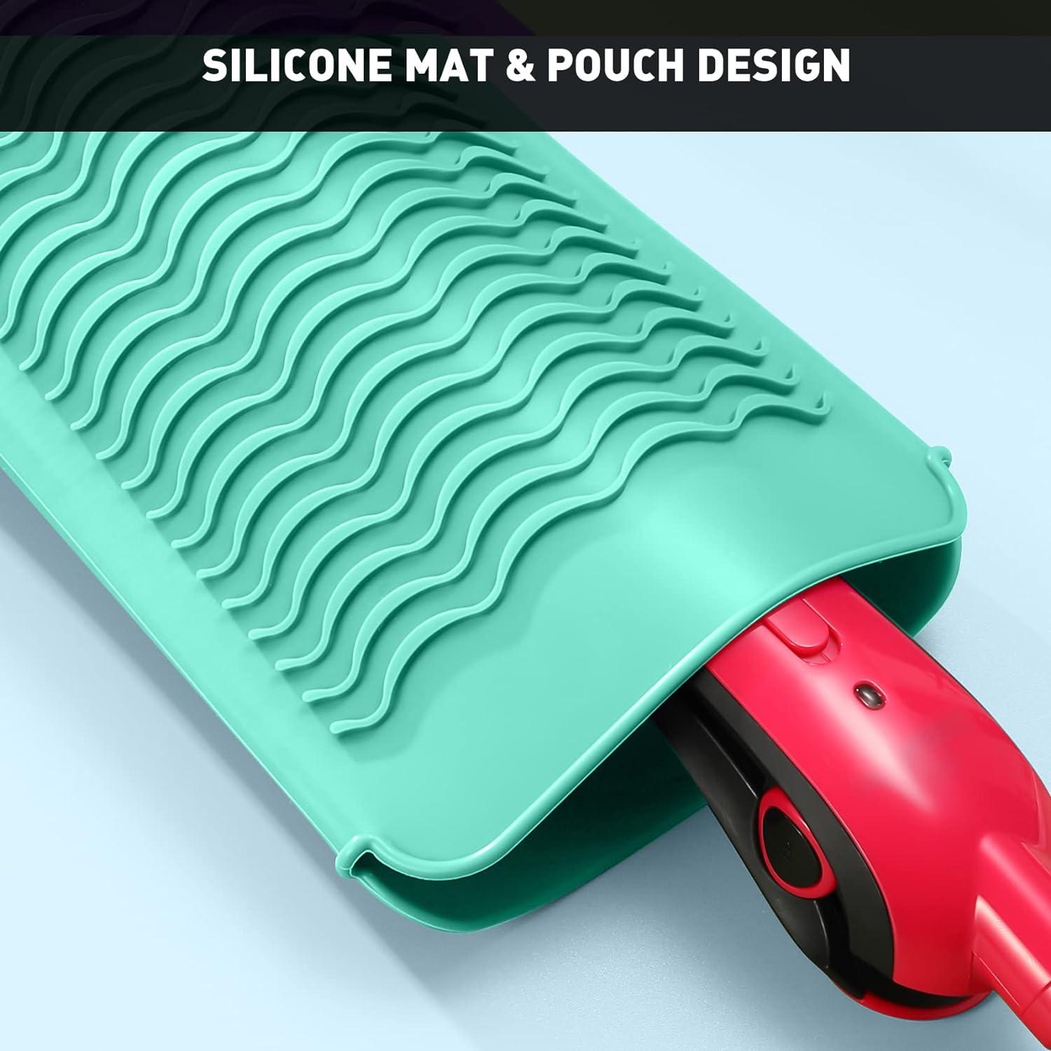 Heat Resistant Silicone Mat Pouch for Flat Iron, Curling Iron,Hair
