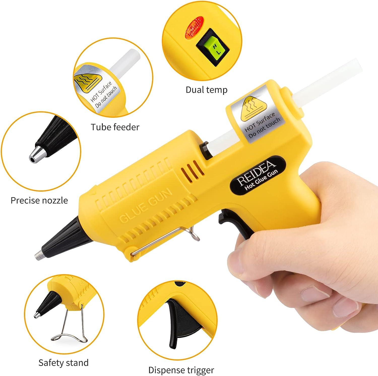 REIDEA Mini Hot Glue Gun Fast Heating with Support Kickstand for DIY Arts &  Crafts Projects Home Repairs Card Plastic Wood Glass Fabric Yellow