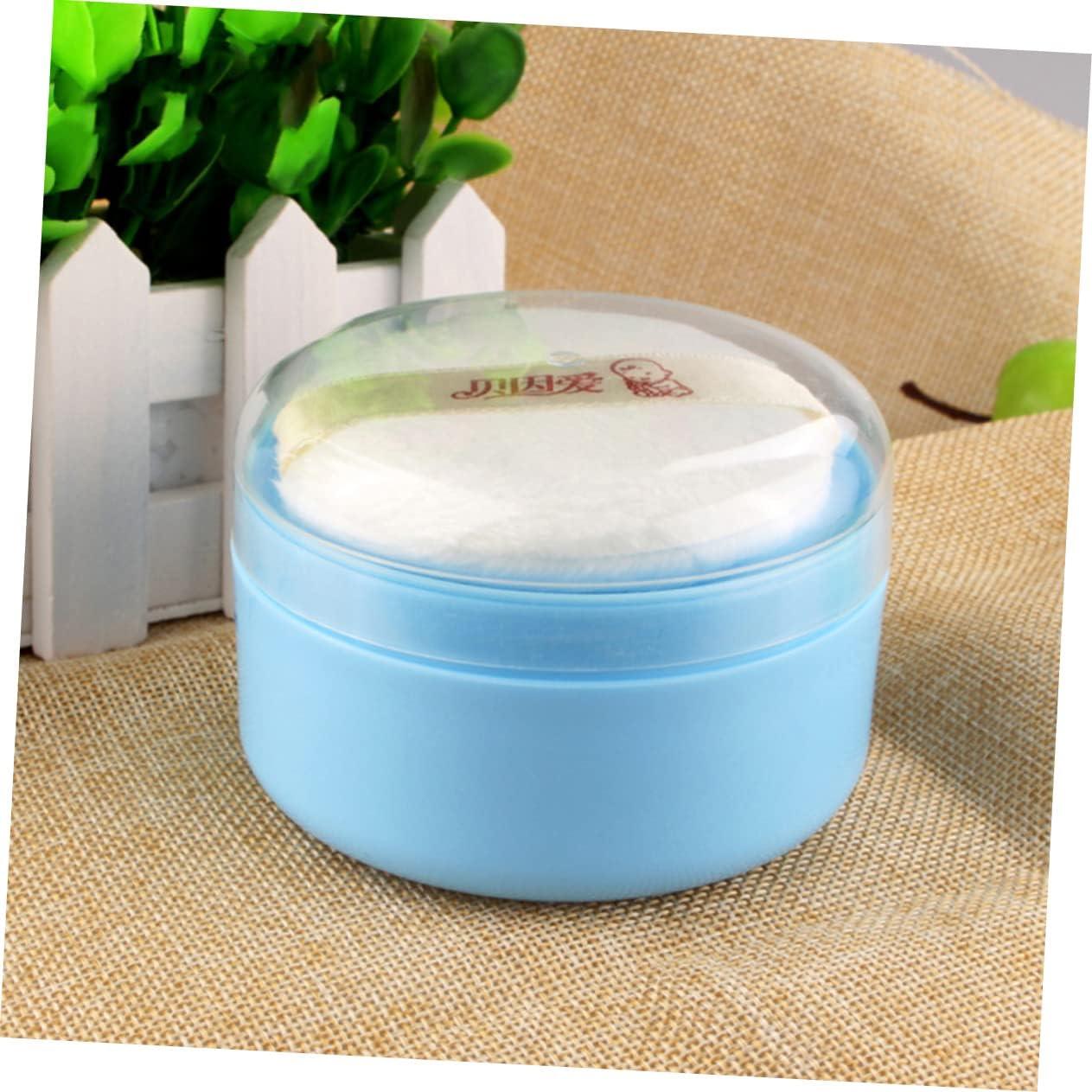 TOYANDONA 4pcs Body Powder Puff Box Travel Container Baby Powder Lotion  Makeup Powder Puff Cushion Puff Travel Baby Powder Travel Powder Container  Dry Puff Charming Blue Baby Plastic 8x8x6cm Blue