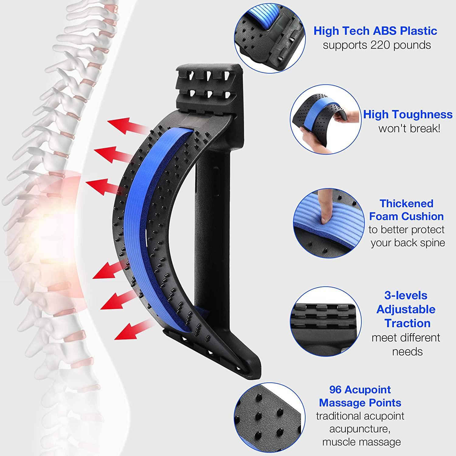 iMountek Back Massage Stretching Device Multi-Level Lumbar Spinal Support  Stretcher Herniated Disc Upper Lower Back Pain Relief