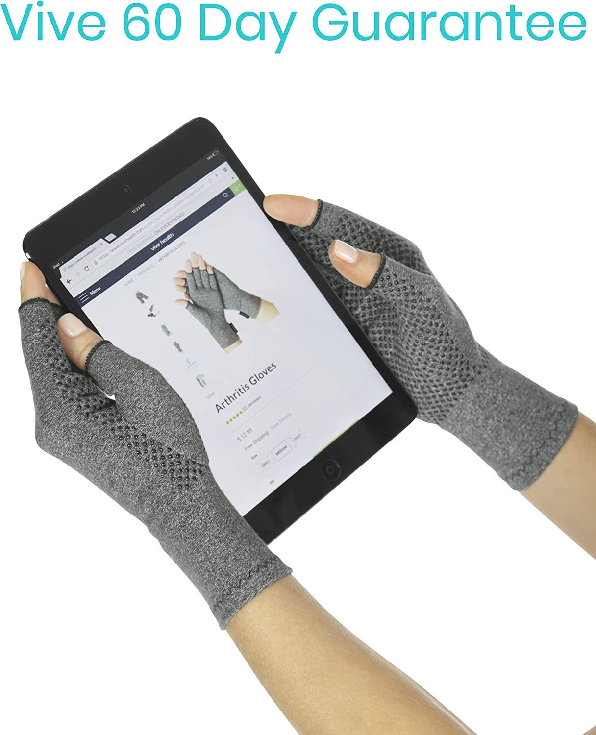 Arthritis Gloves with Grips - Men & Women Textured Fingerless Compression -  Open Finger Hand Gloves for Rheumatoid and Osteoarthritis - Arthritic Joint  Pain Relief for Computer Typing 