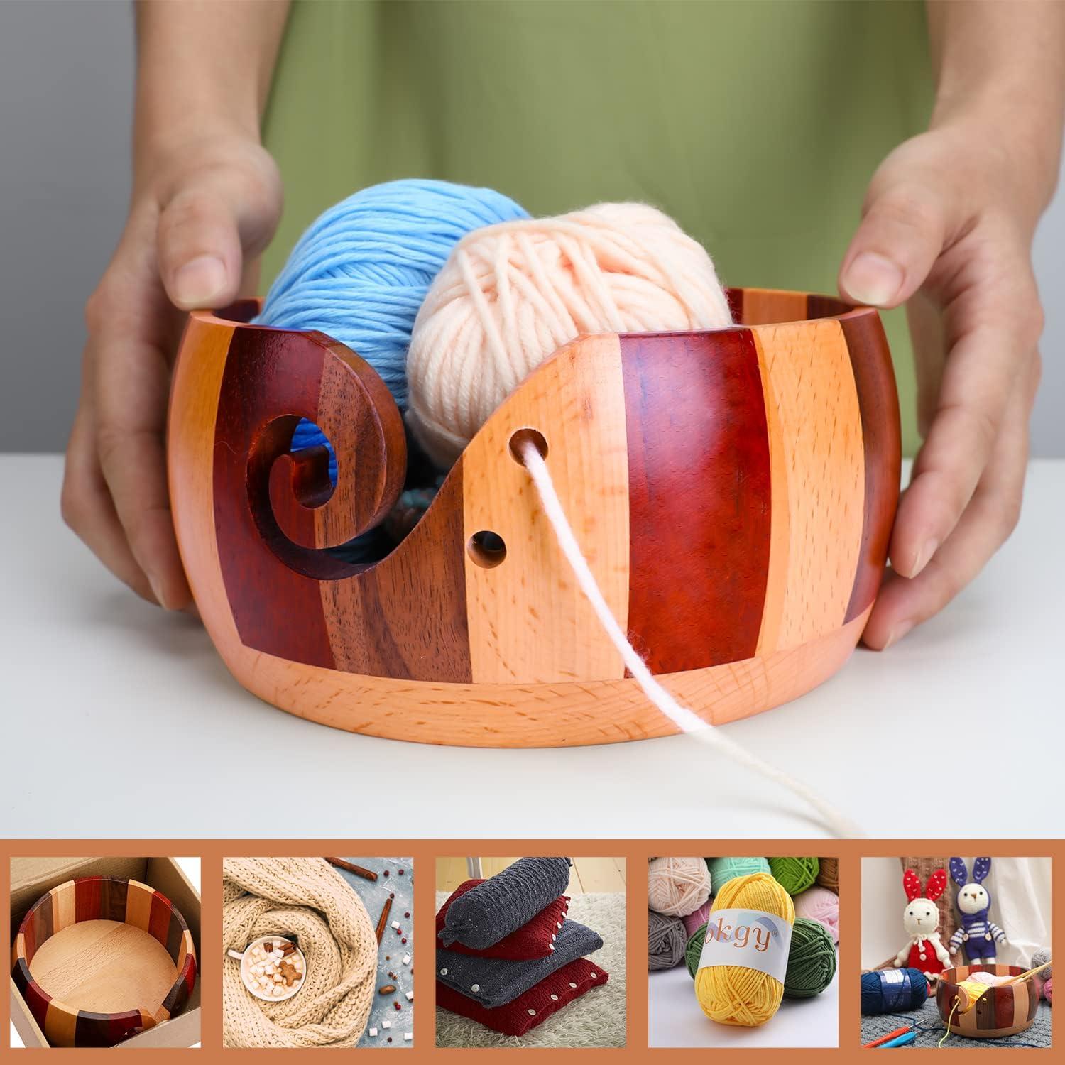 Rosewood Yarn Bowl Lichtenberg Resin/Wooden Large Yarn Bowl for knitting 7  x 4