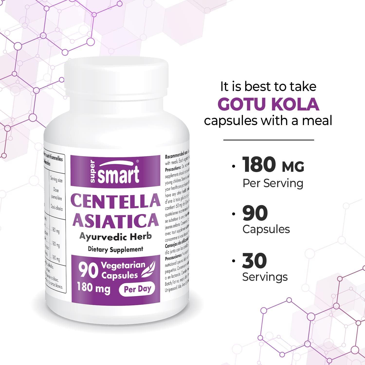 Supersmart Centella Asiatica 180mg - Skin & Brain Support - 90 Non-GMO ...