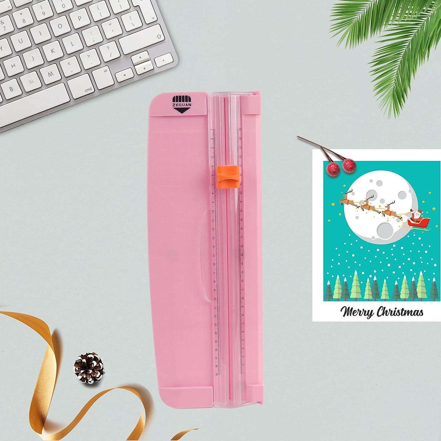 A4 Paper Cutter Photo Trimmer Durable Side Ruler Crafts Paper Cutting  Machine Lightweight Mini for Office Home Stationery Paper Coupon Pink