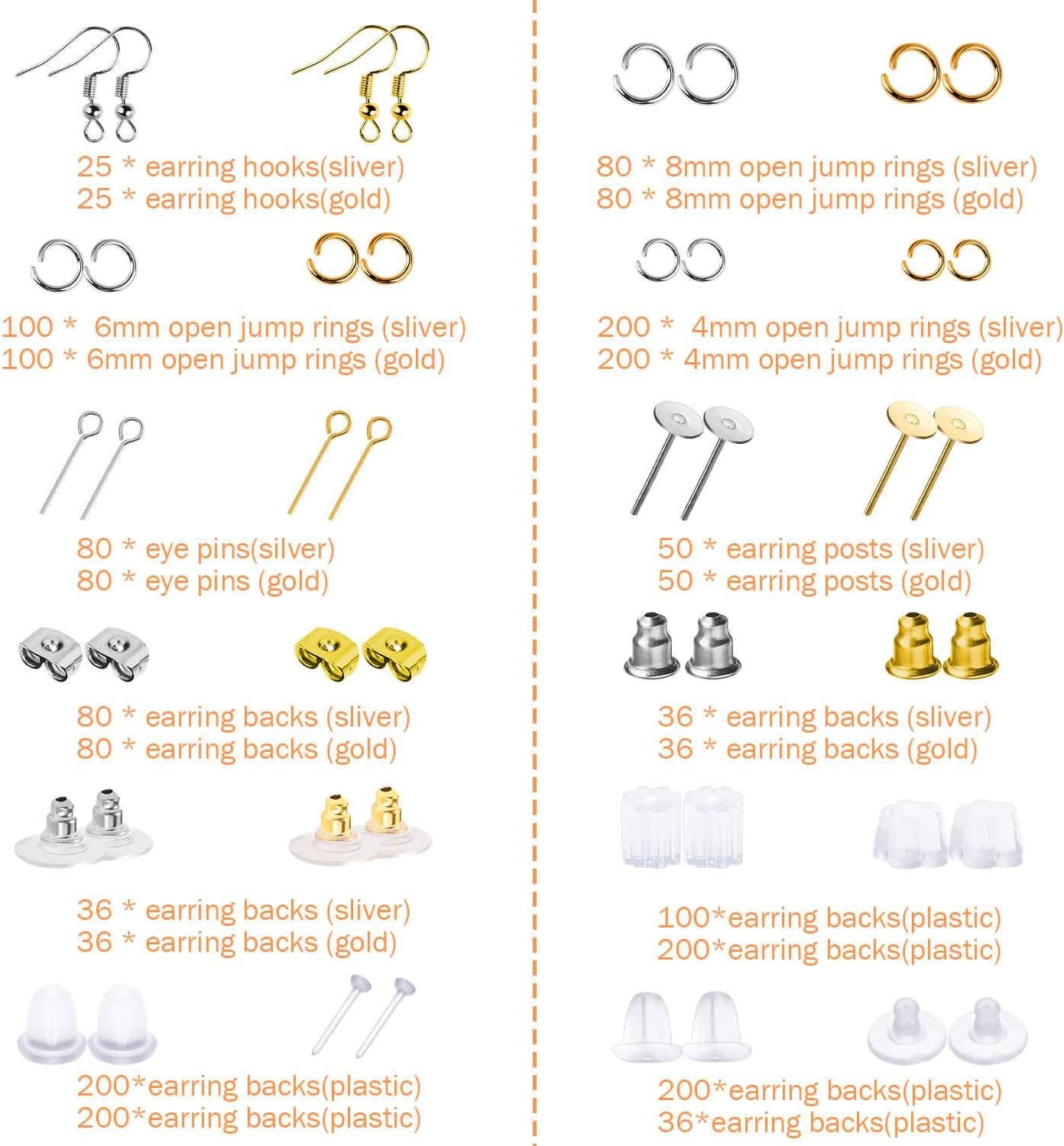3600x Earring Making Supplies Kit DIY Silicone Earrings Backs Jump Rings
