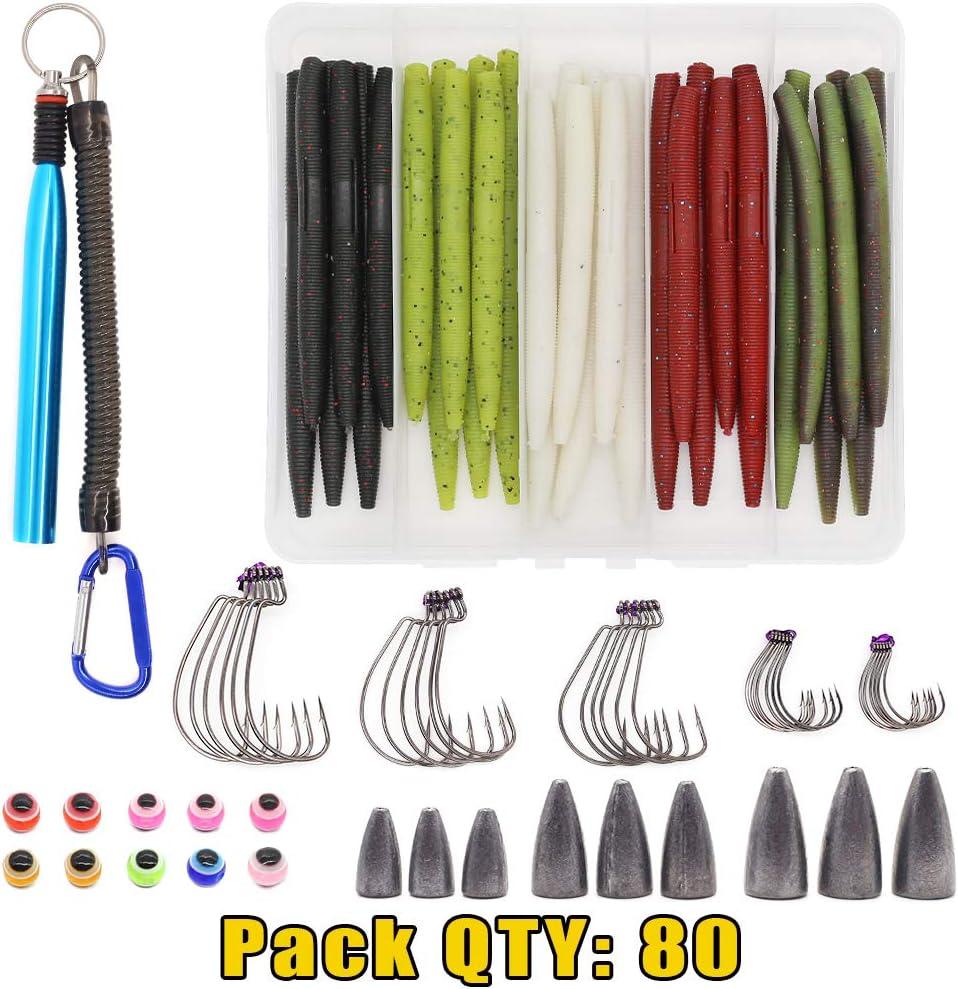 25Pcs Wacky Worm Fishing Lure Kit Bass Fishing Wacky Rig Tool Soft