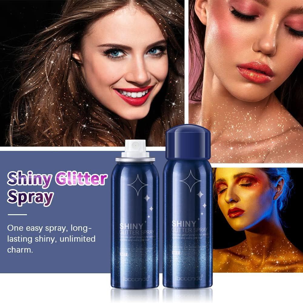 IBCCCNDC Glitter Spray for Hair and Body Tiktok, 60ml Long Lasting Hair and  Body Glitter Spray Shimmer Silver Glitter Hairspray for Party (1)