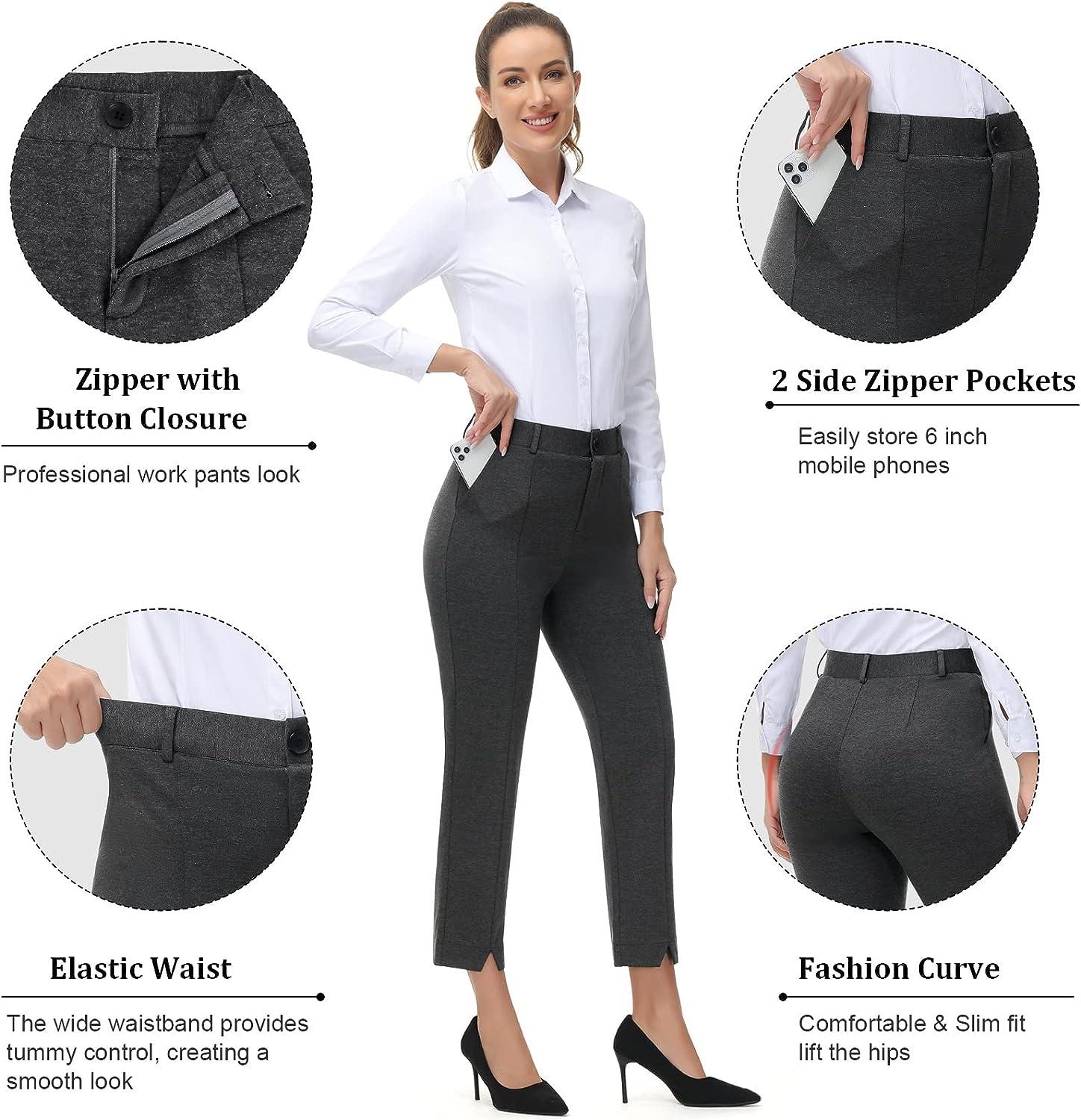 Women Suit Pants Dressy Elegant High Elastic Waisted Stretchy Tummy Control  Business Work Pants Casual Skinny Pants