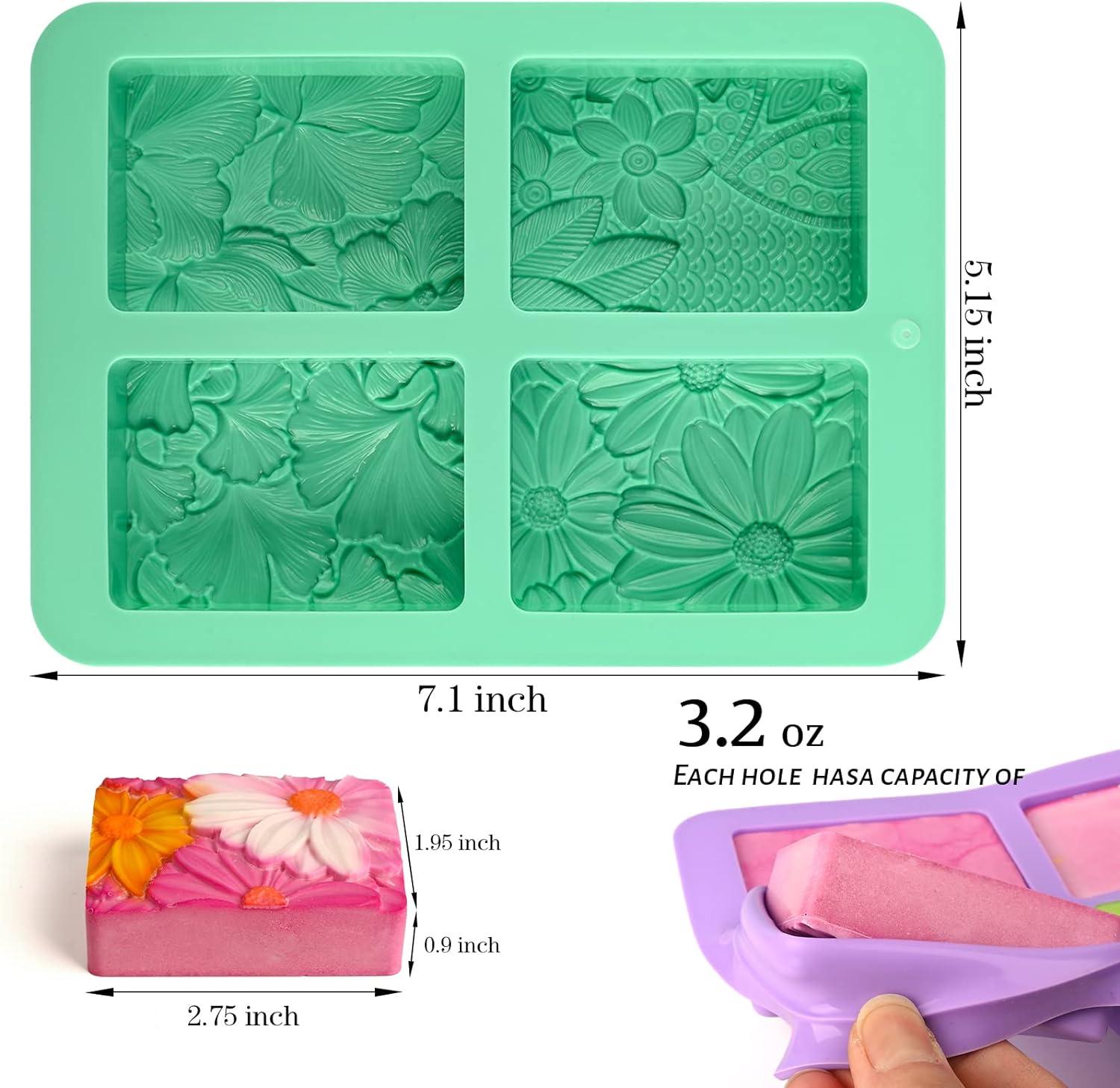 Silicone Molds for Soap Making 4 Cavity Square