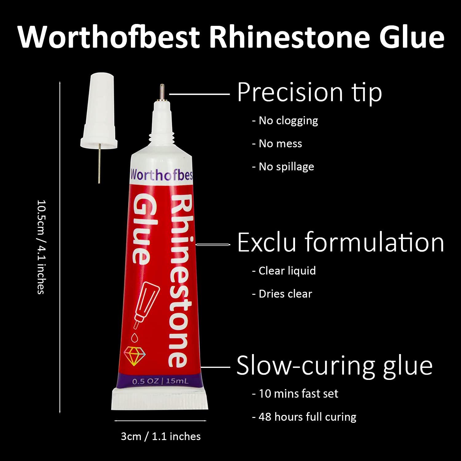 Rhinestones for Crafts with Glue Clear, Bedazzler Kit with Rhinestones Flatback Crystal Gems Bling All-Purpose Adhesive, Rinestone Applicator for