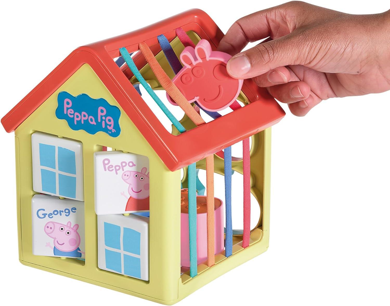 Toomies Grow with Peppa Pig - Peppa s Activity House - Kids Activity Center  with Sensory Shape Sorting and Color Matching Games - Includes 4 Peppa Pig  Family Textured Blocks - 18