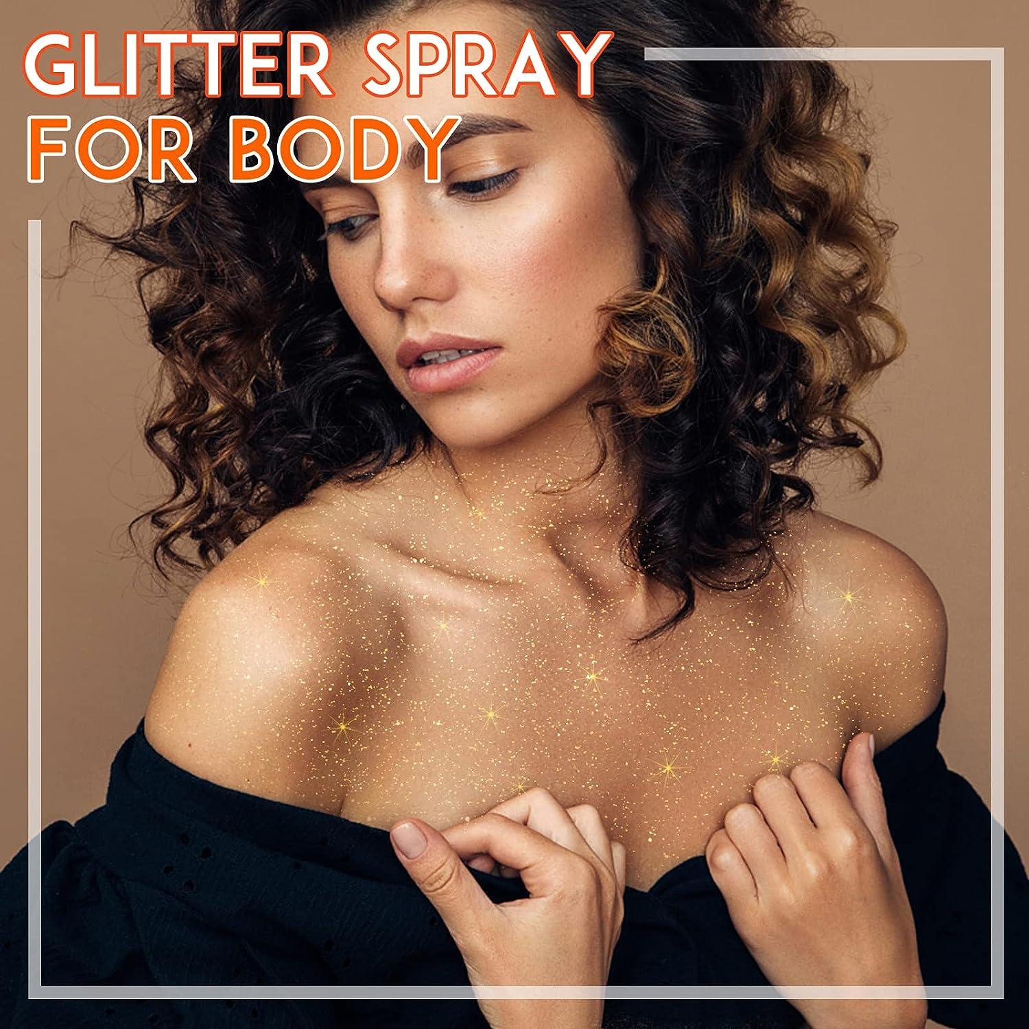LATIBELL Body Glitter Spray Gold & Silver Hair Shimmer Spray Long-lasting Glitter  Spray for Hair and Body Instant Use Fresh Scent Glitter Mist for Hair Limb  Body Fabric 1.69 fl oz of