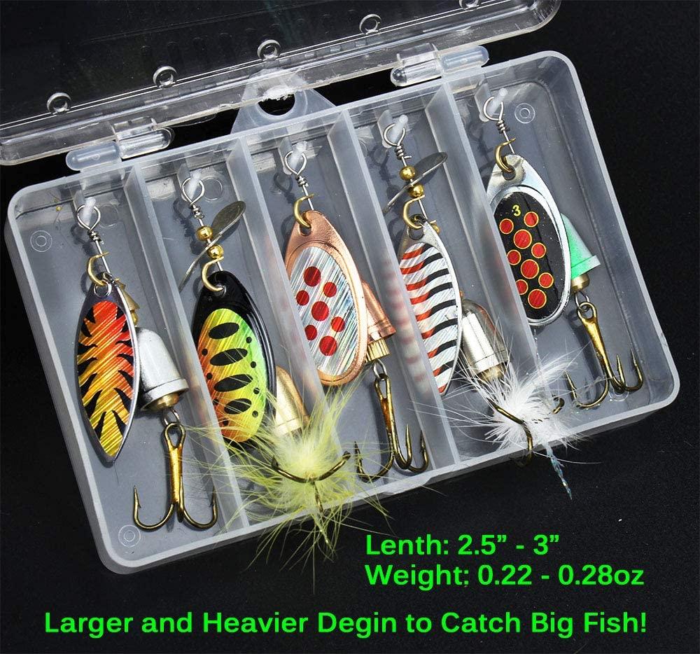 Buy 10pcs Fishing Lure Spinnerbait, Bass Trout Salmon Hard Metal Spinner  Baits Kit with 2 Tackle Boxes by Tbuymax Online at desertcartINDIA