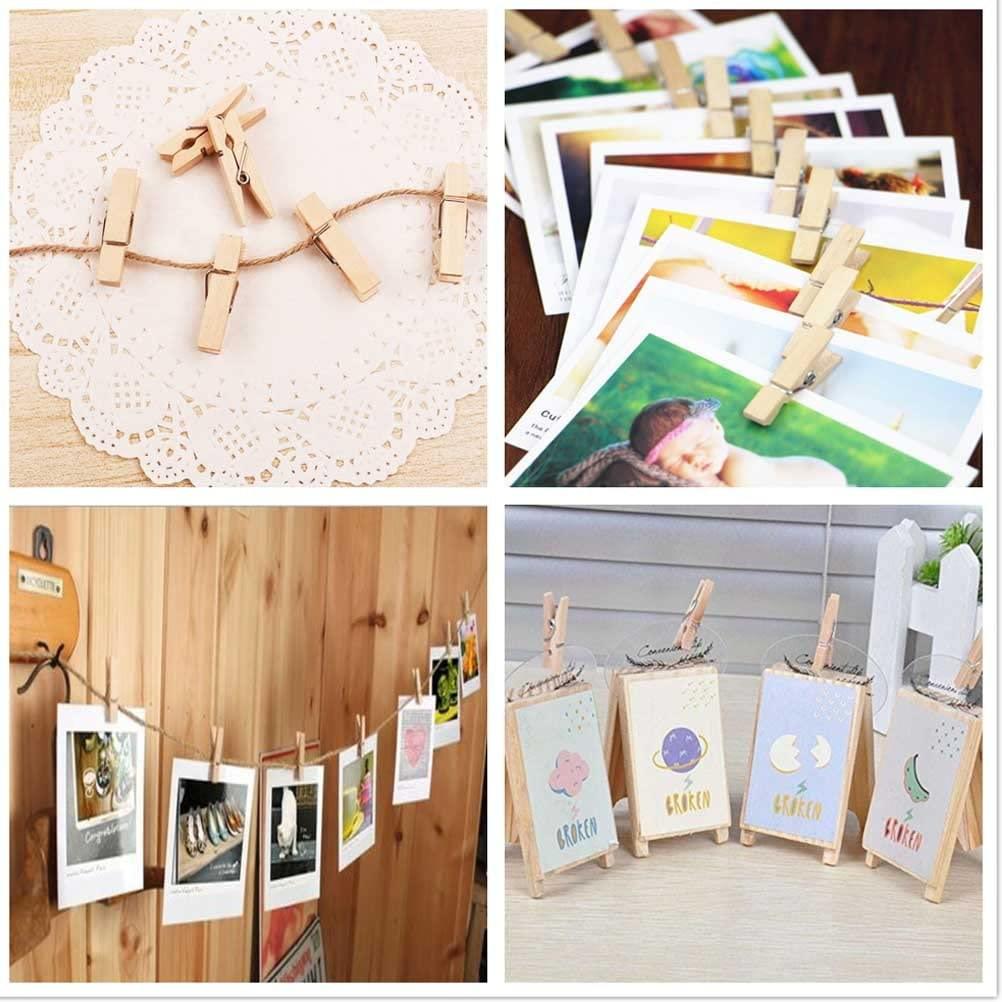 100 Mini NATURAL Wood 1 Inch Wooden Photo Paper Clothespin