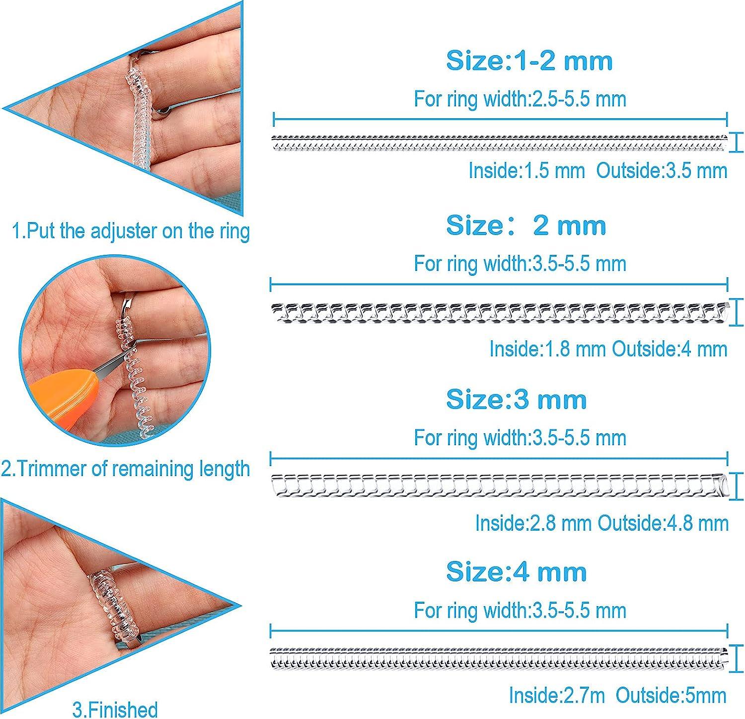 12 Pcs Ring Size Adjusters, with 2 Polishing Cloth, Transparent
